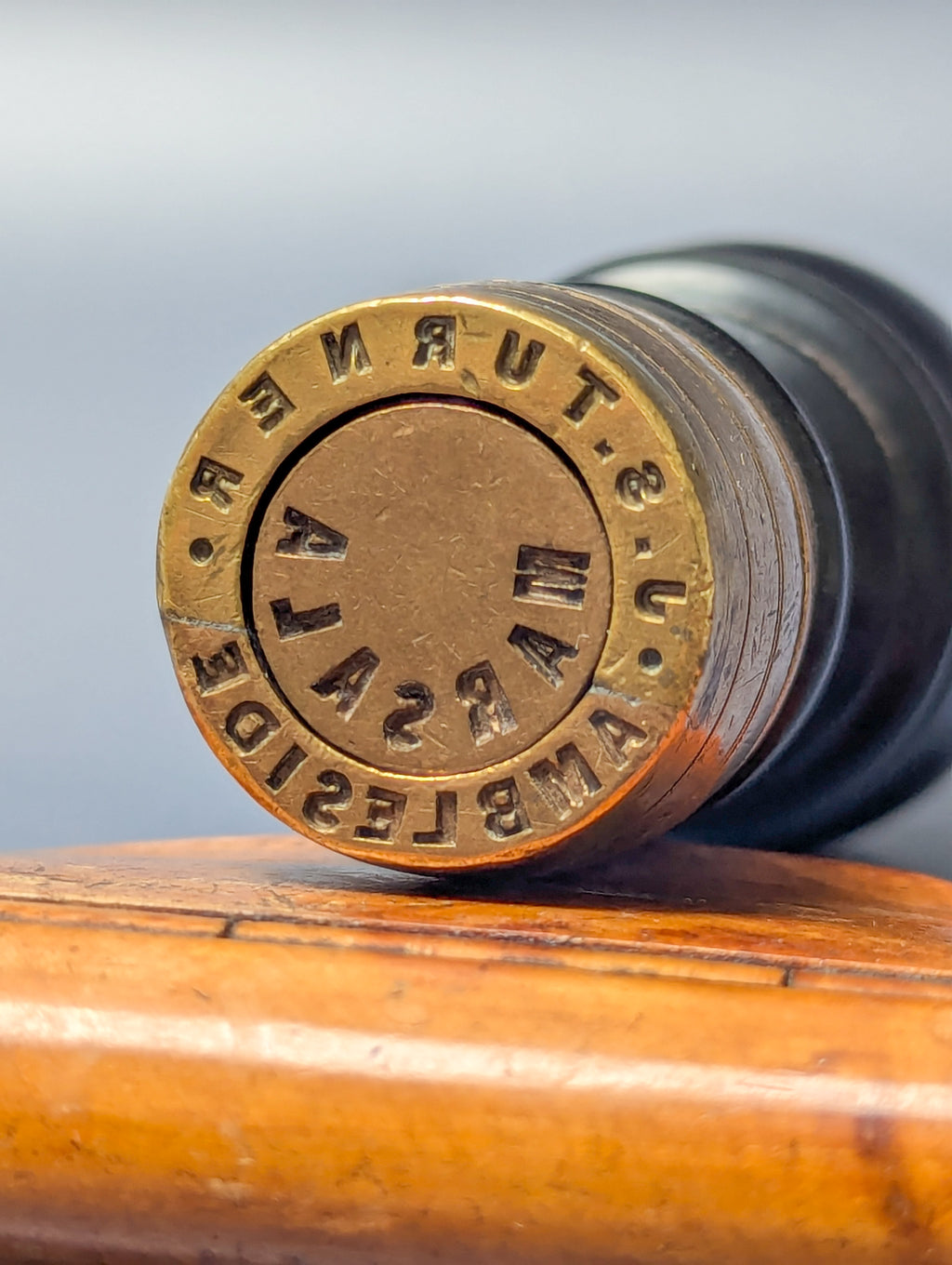 Early Ebony Brass Vitners / Ambleside Interchangeable Desk Seal - 7x Alcohol Matrices