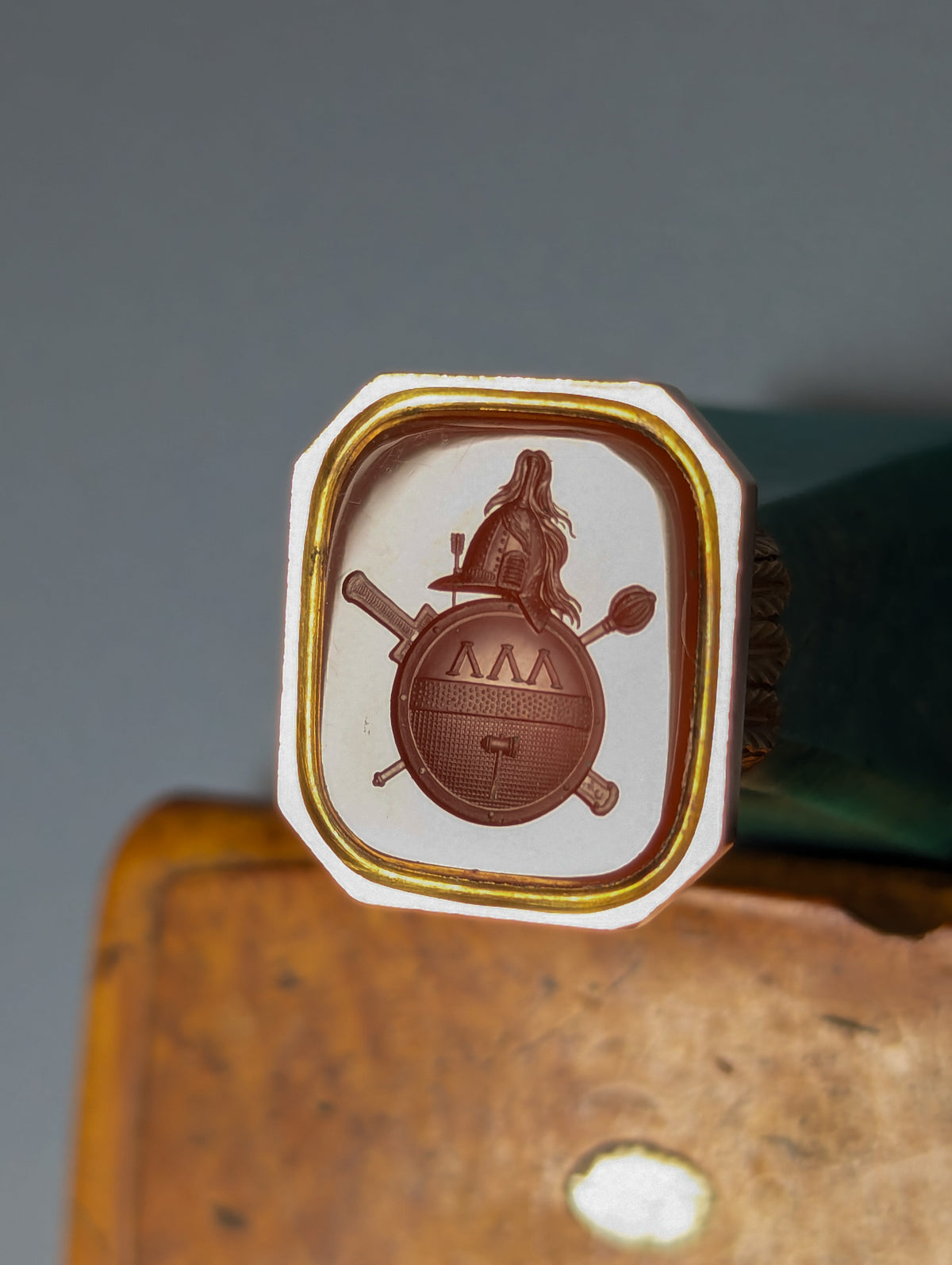 19thC Gold Mounted Chrysophrase Carnelian Russian DEMIDOV - Commander's Badge