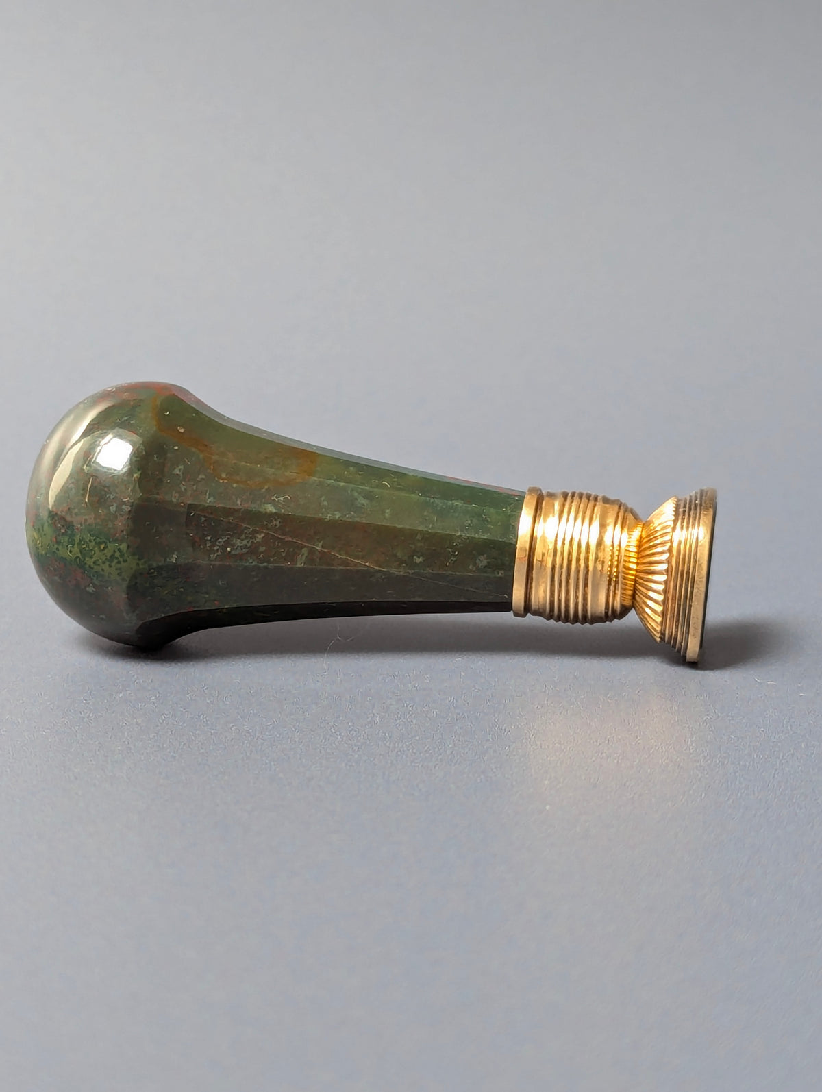Fine 19thC Gold Mounted Bloodstone Armorial Desk Wax Seal - William Rashleigh MP Cornwall