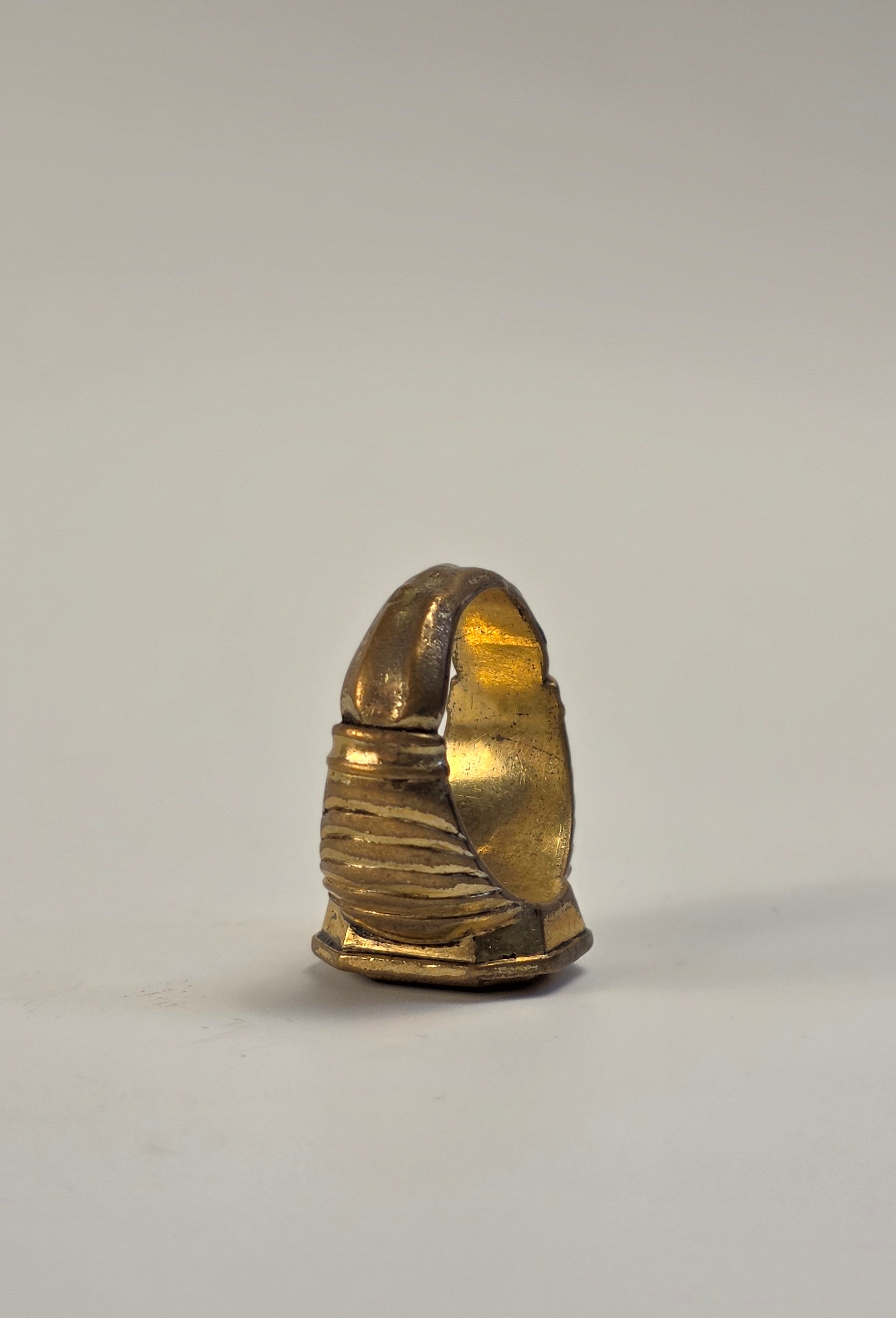 c18THC CONTINENTAL GILT AND STEEL ARMORIAL RING