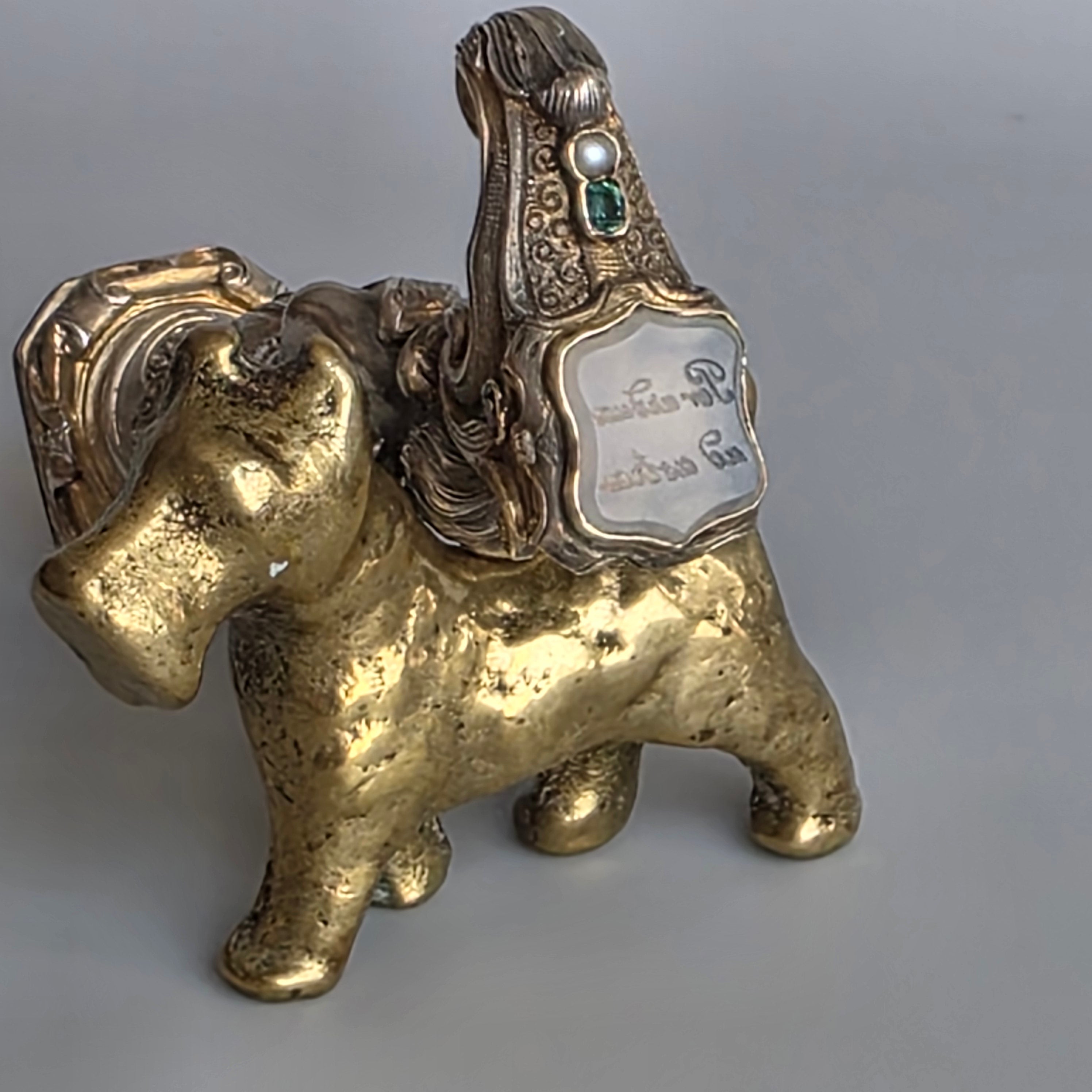 19THC ALLIANCED ARMORIAL SILVER, GILT AND JEWELLED DESK SEAL