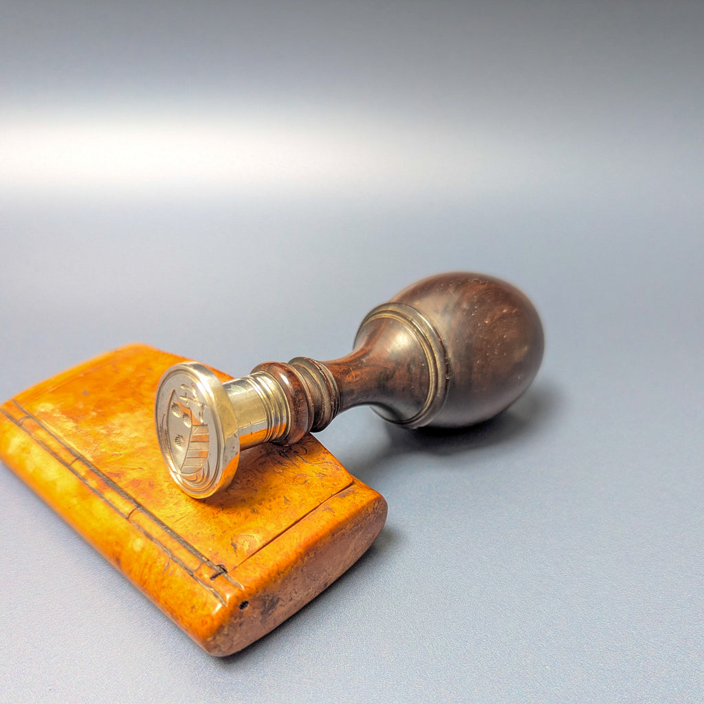 c1794 English Rosewood Makers' Mark Silver Armorial Desk Seal