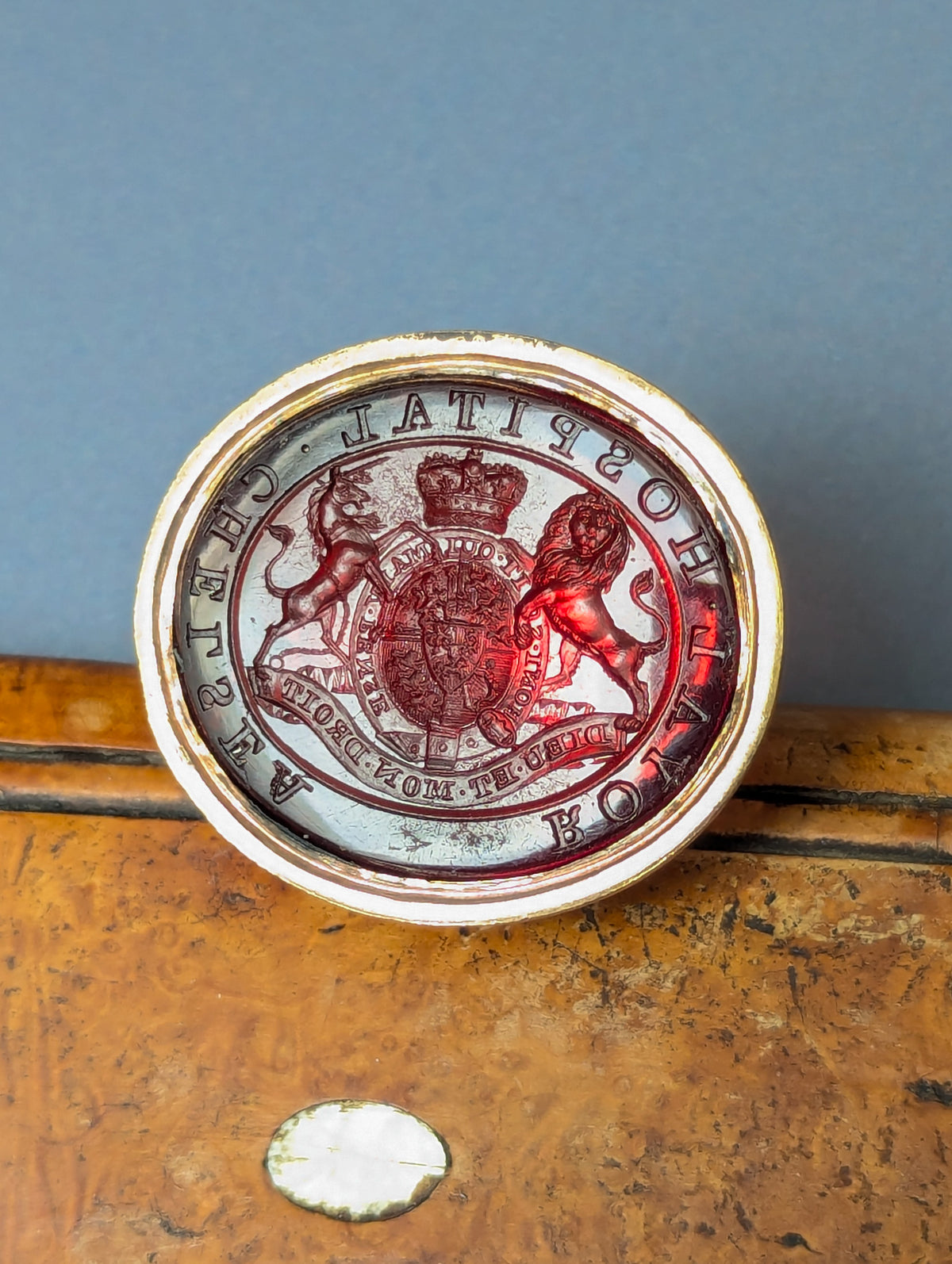 Early 19thC Gilt and Glass ROYAL HOSPITAL CHELSEA Fob Wax Seal