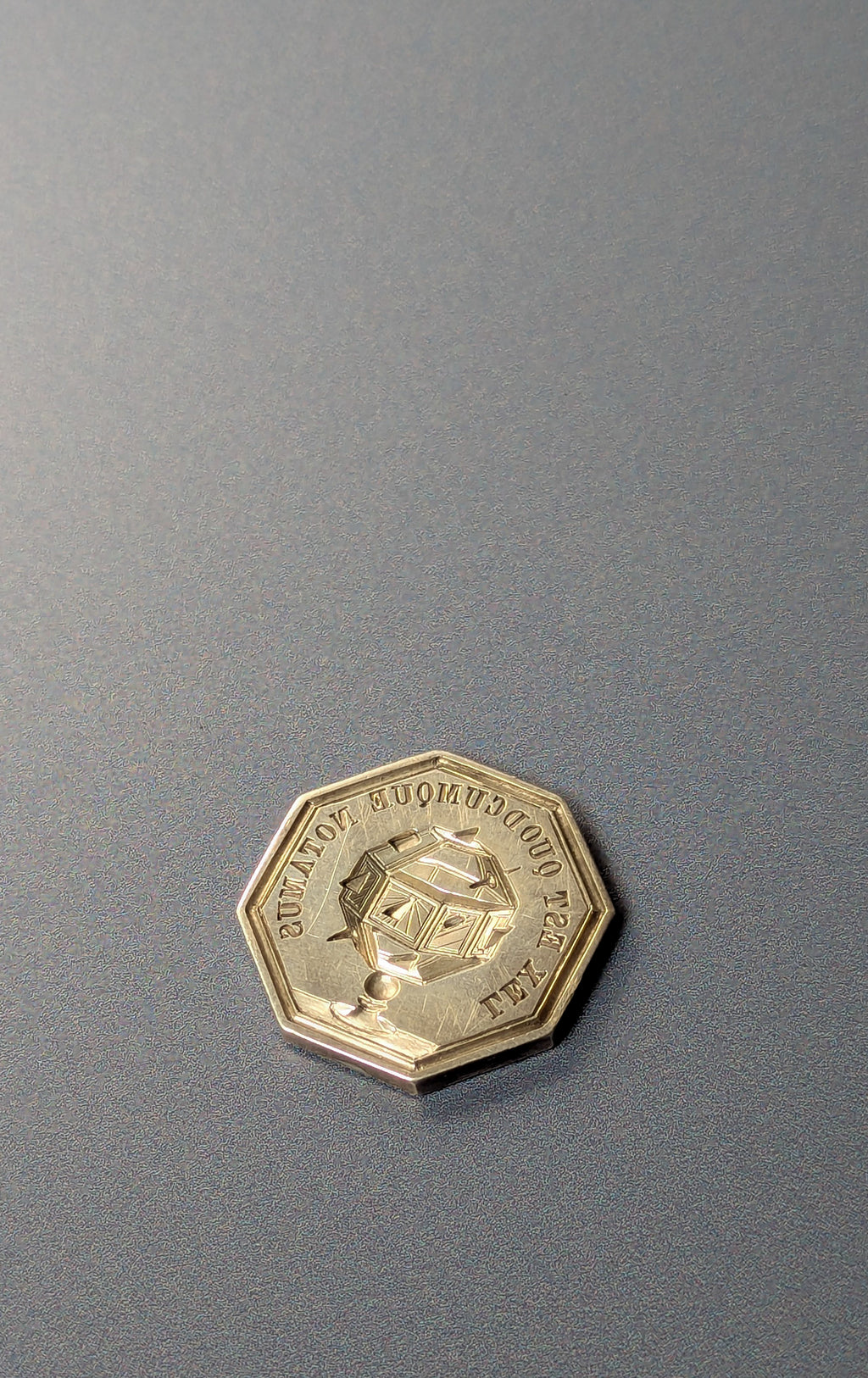 Early 19thC Silver Parisian Chambre of Notaries Motto Desk Seal