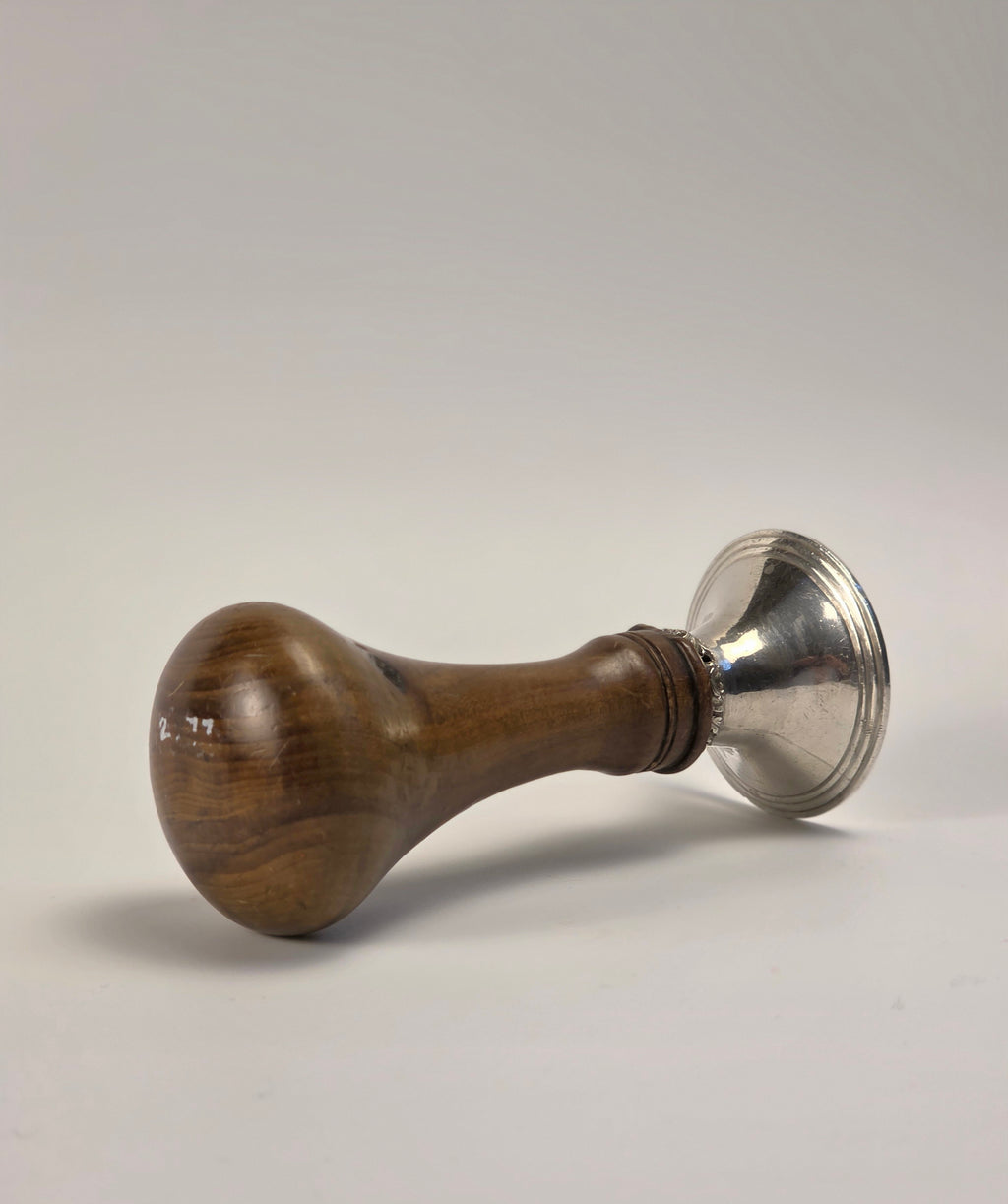 A SCOTTISH PROVINCIAL 19THC WOOD AND SILVER MASONIC DESK SEAL