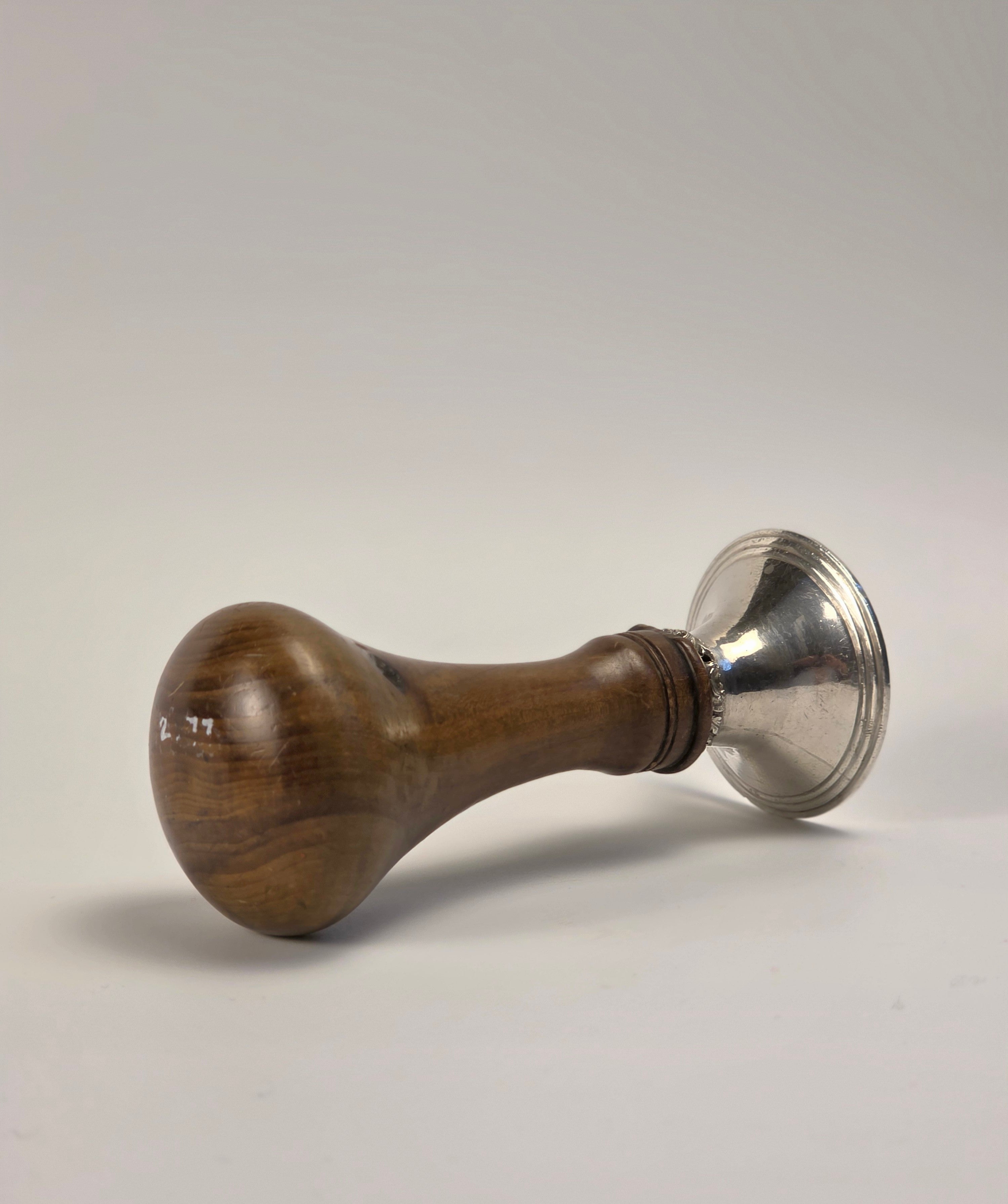 A SCOTTISH PROVINCIAL 19THC WOOD AND SILVER MASONIC DESK SEAL