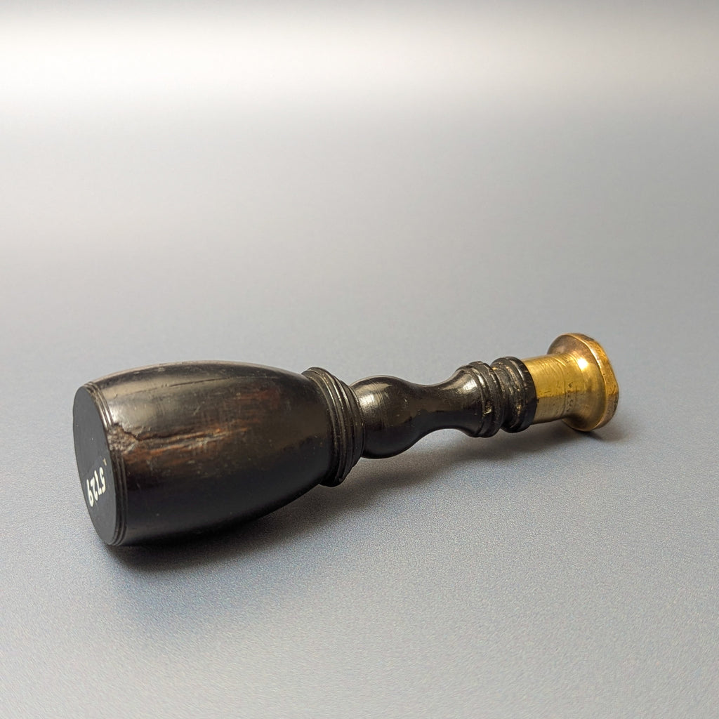 19thC Ebony Brass & Copper Skull Memento Mori Desk Seal