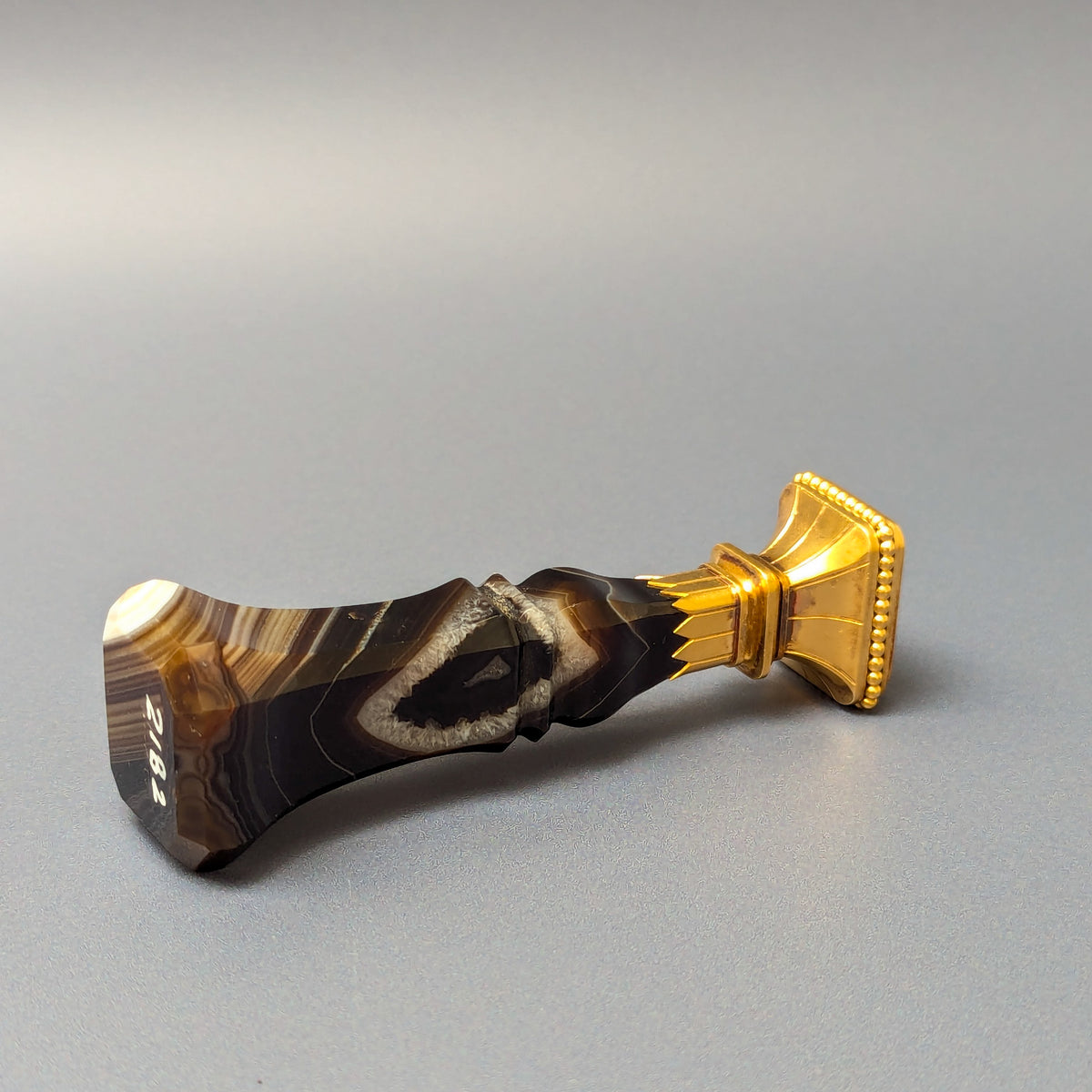 19thC Gold Mounted Agate Desk Seal - CONCEPTIO DEI NEGATIO MEI RATIO REI