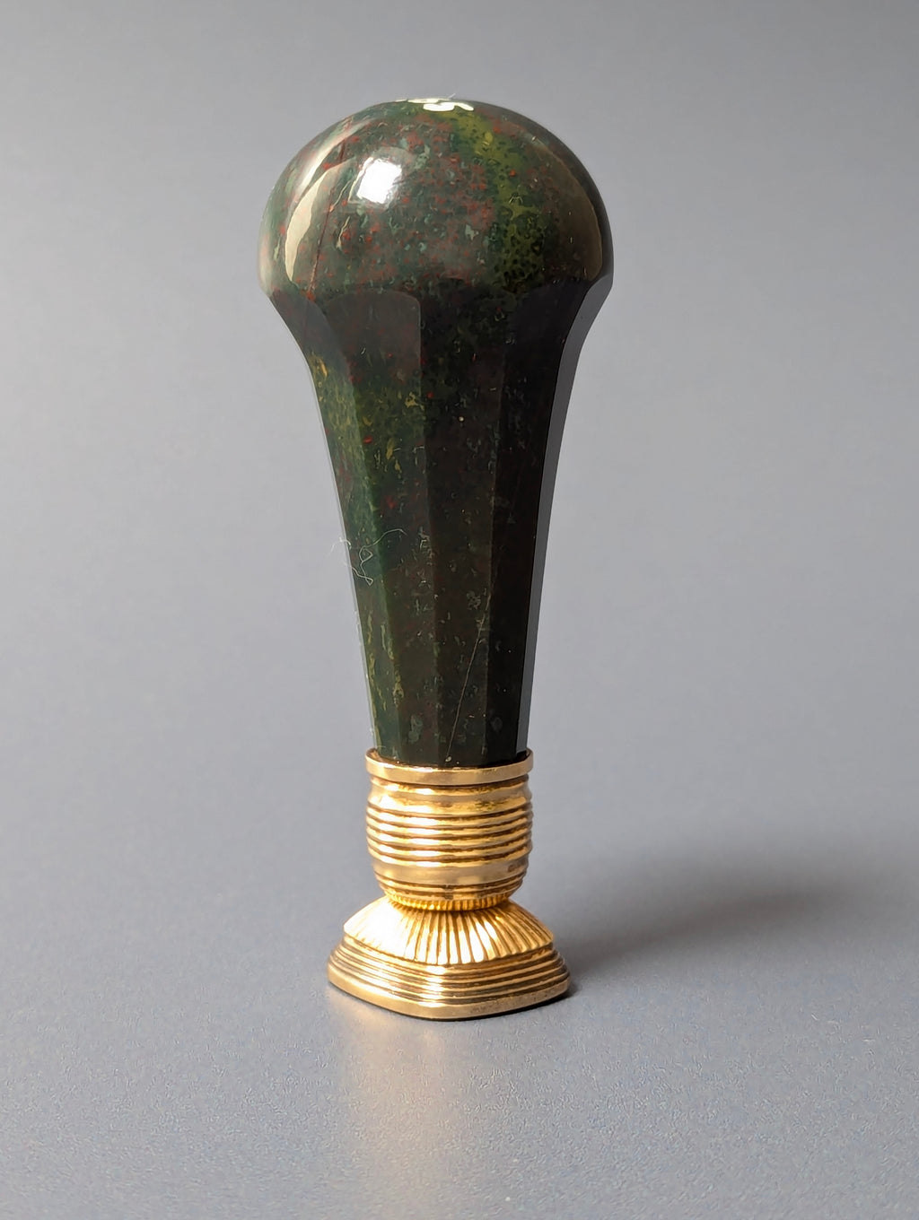Fine 19thC Gold Mounted Bloodstone Armorial Desk Wax Seal - William Rashleigh MP Cornwall