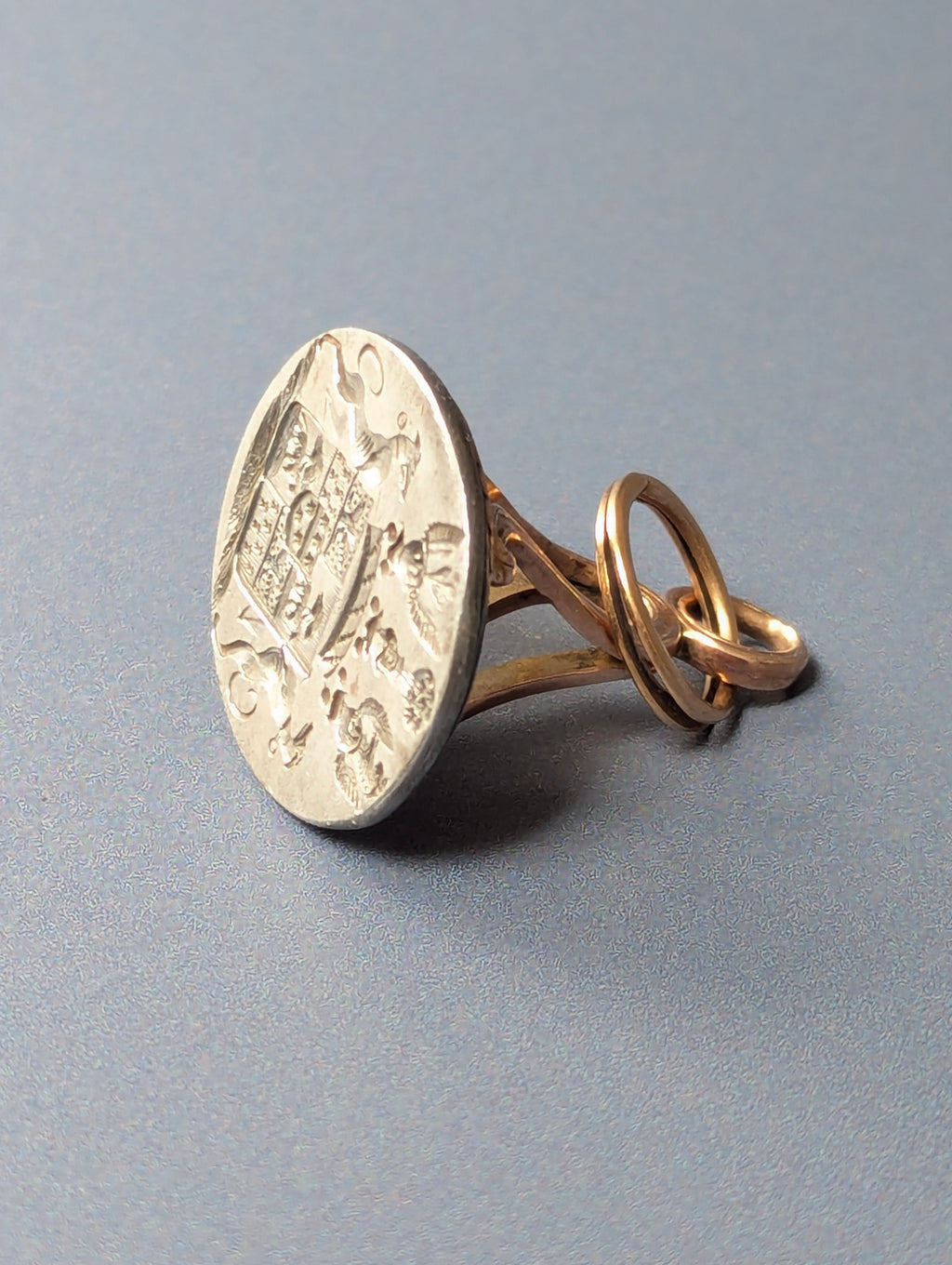 19thC Gilt & Steel Continental Armorial Fob Seal