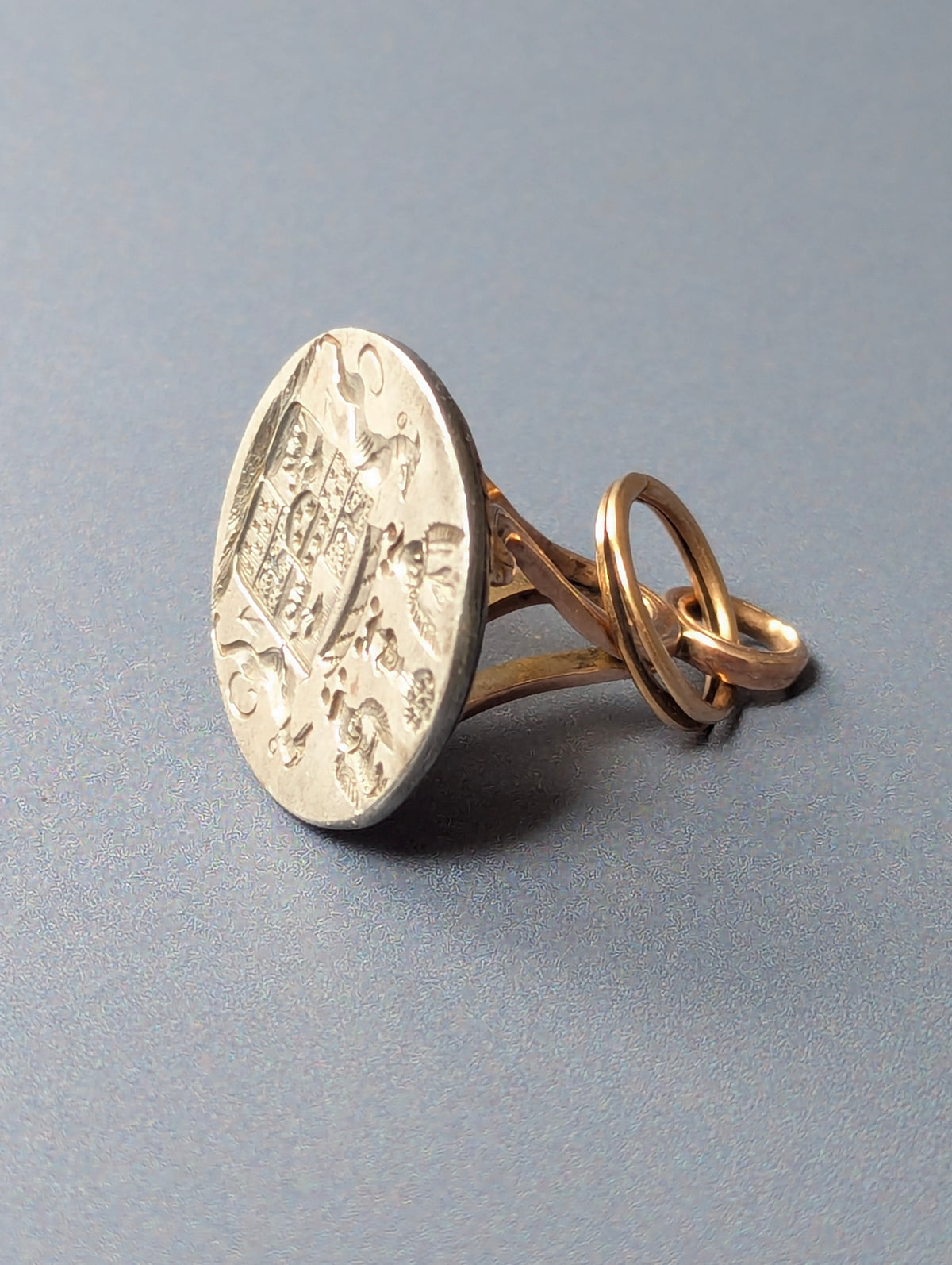 19thC Gilt & Steel Continental Armorial Fob Seal