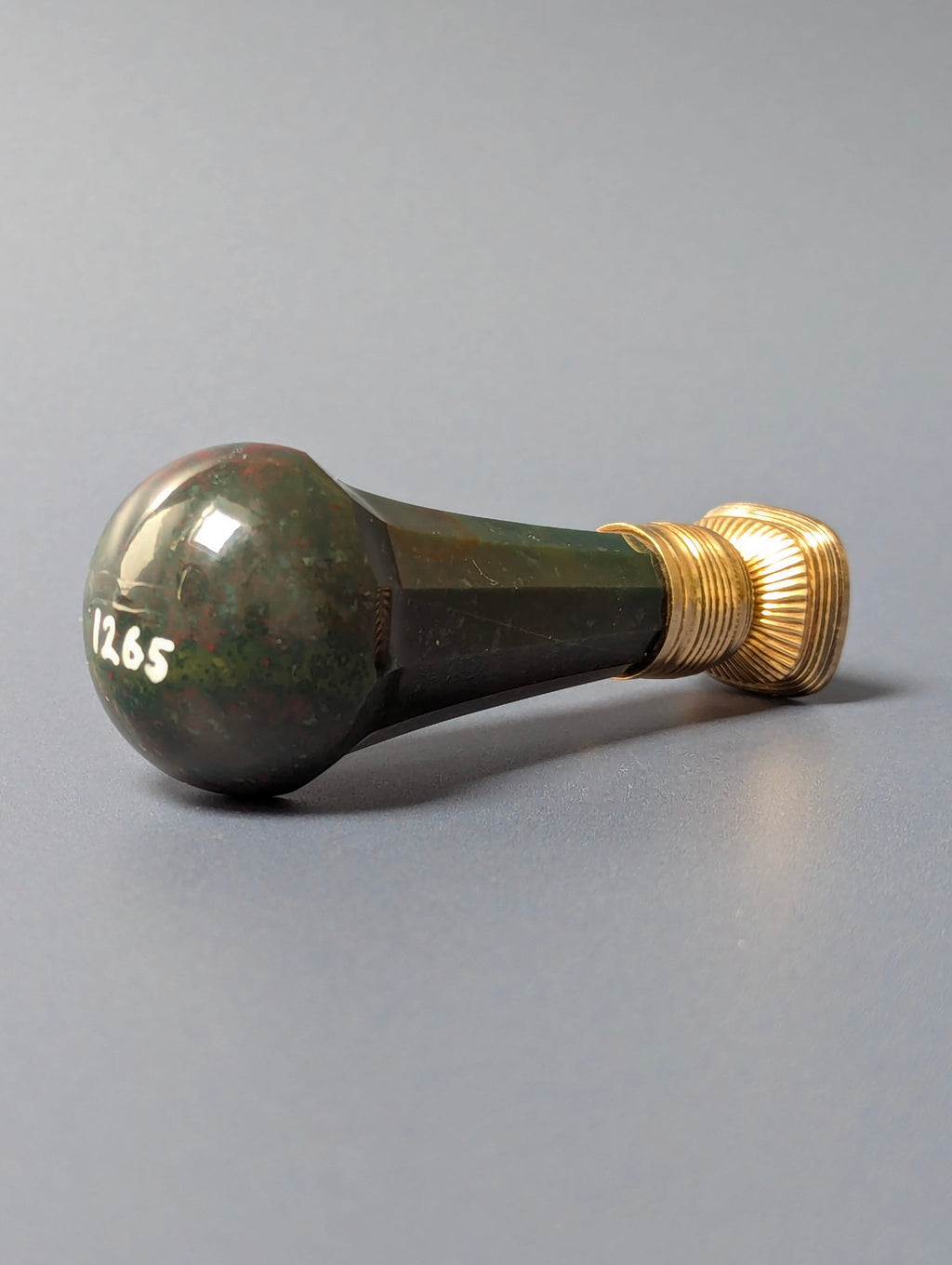 Fine 19thC Gold Mounted Bloodstone Armorial Desk Wax Seal - William Rashleigh MP Cornwall