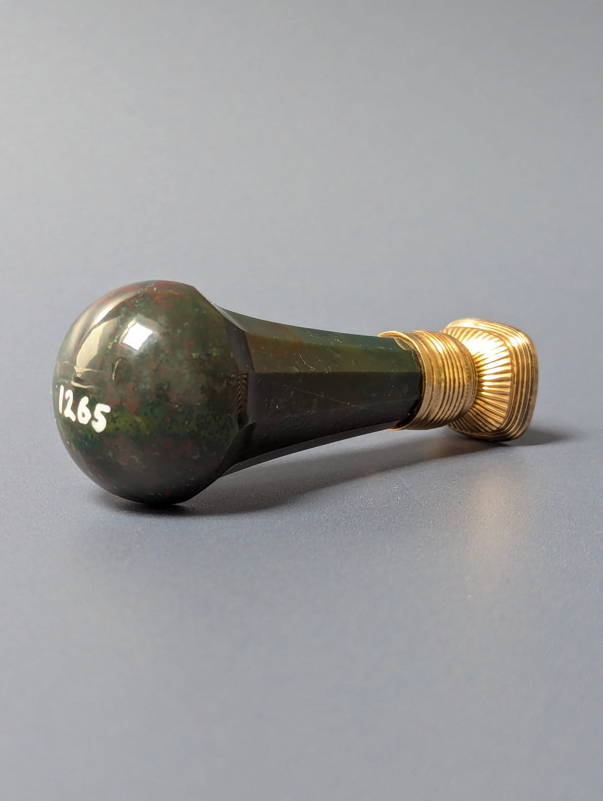 Fine 19thC Gold Mounted Bloodstone Armorial Desk Wax Seal - William Rashleigh MP Cornwall