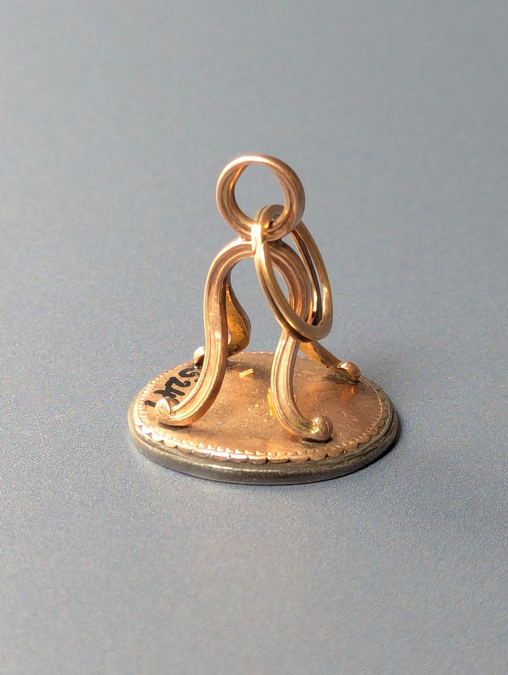 19thC Gilt & Steel Continental Armorial Fob Seal
