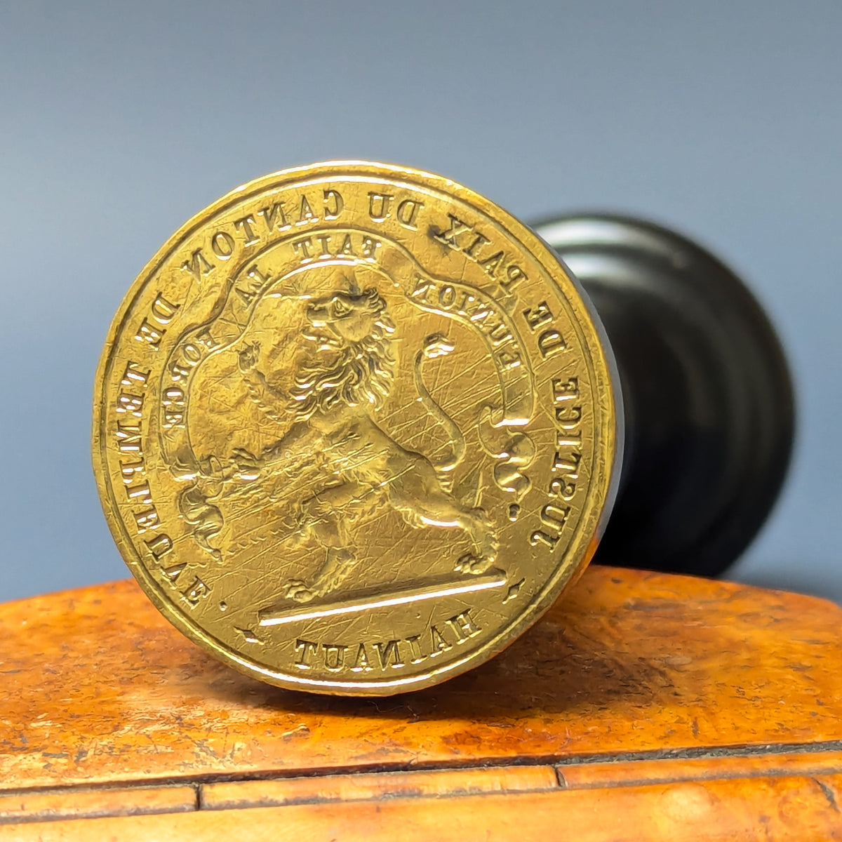 19thC French Brass Justice de Paix HAINAUT