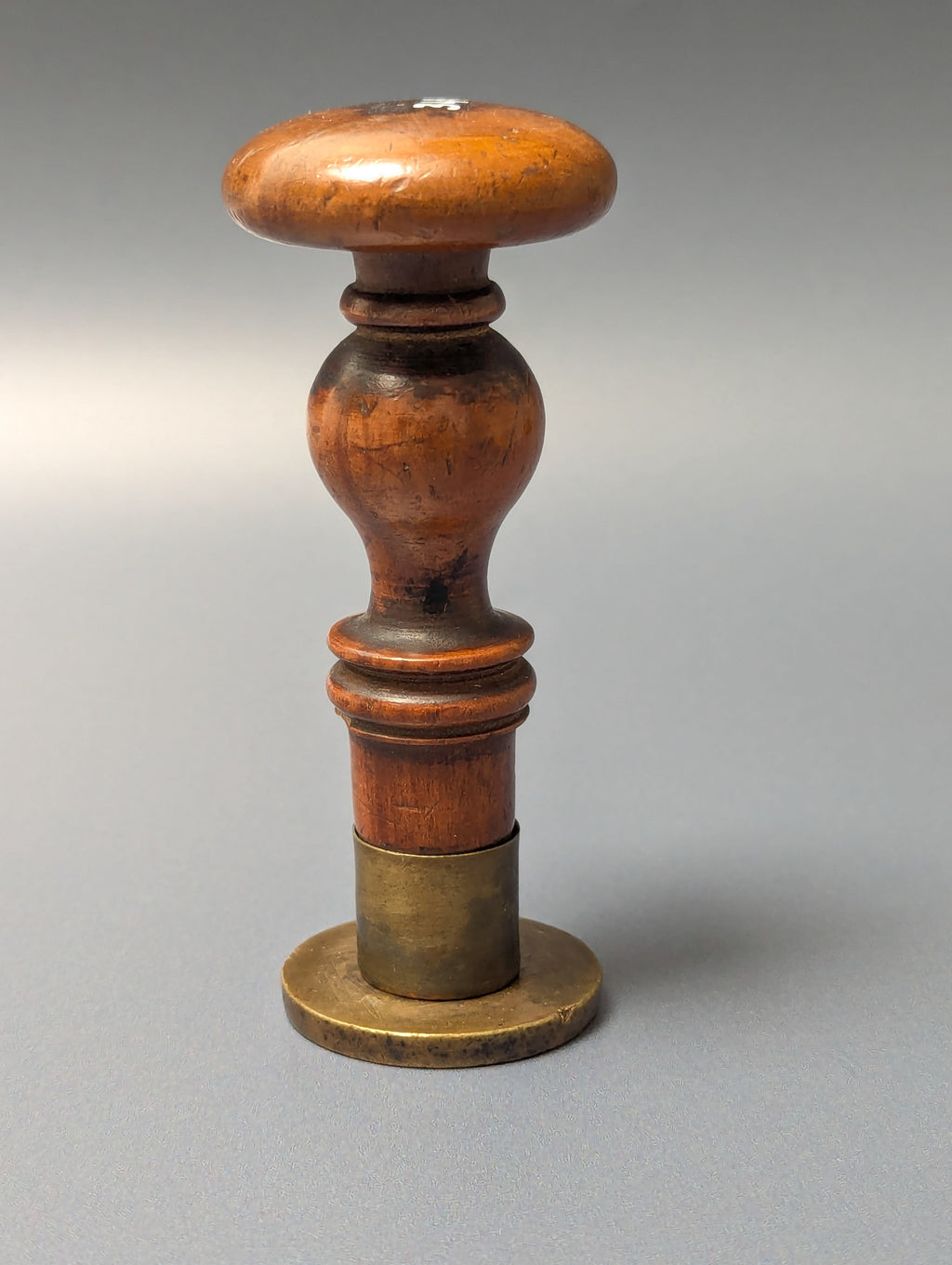 19thC Wood Brass Police Town Desk Seal - WISMAR, GERMANY