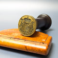 18thC Wood Brass Continental Masonic Desk Seal