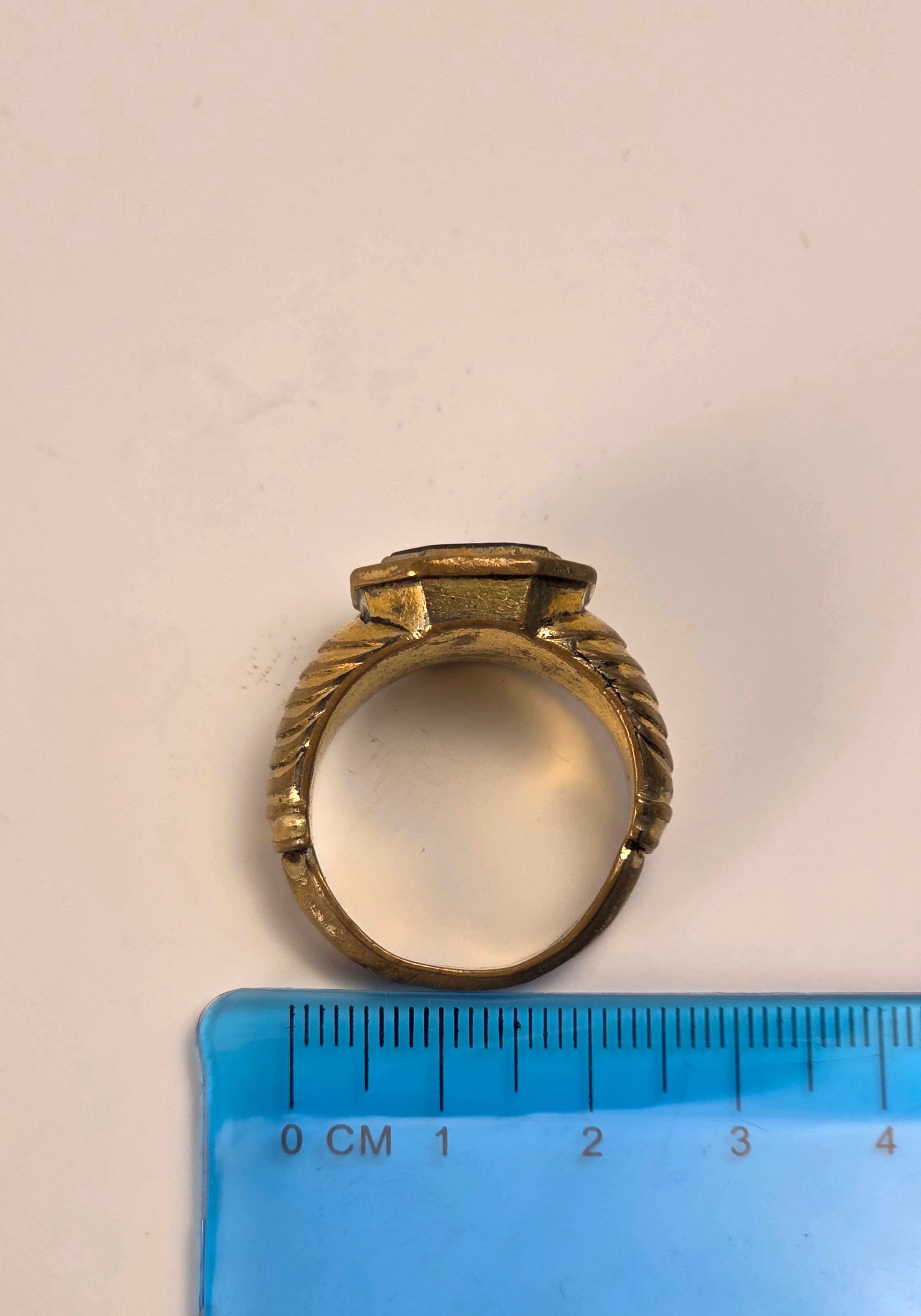 c18THC CONTINENTAL GILT AND STEEL ARMORIAL RING