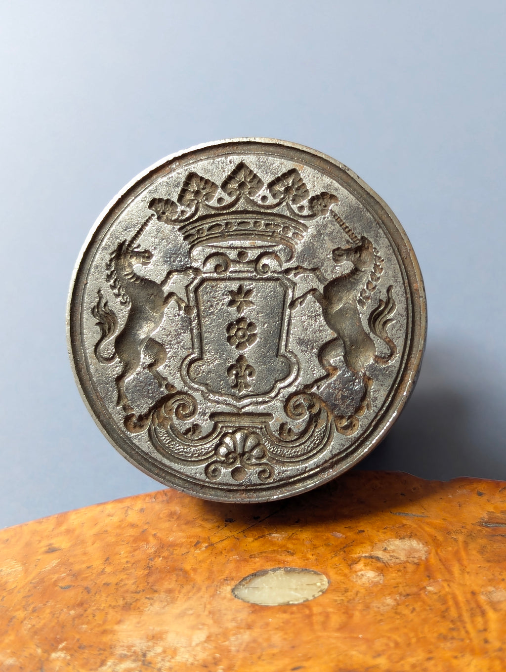 18thC Dutch Steel Armorial Desk Seal - Ernst Frans van Aylva