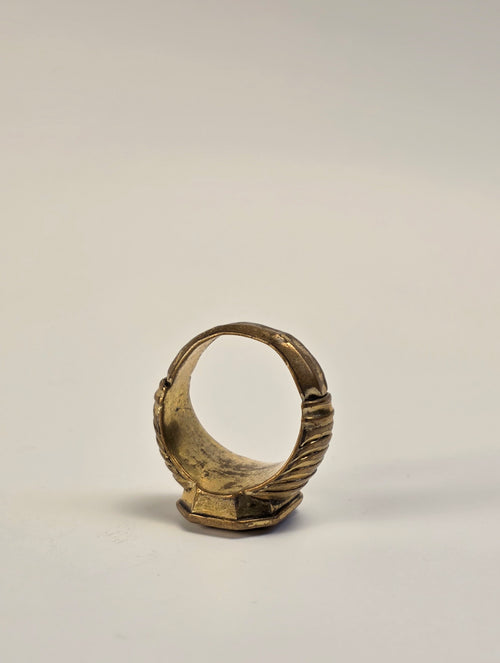 c18THC CONTINENTAL GILT AND STEEL ARMORIAL RING