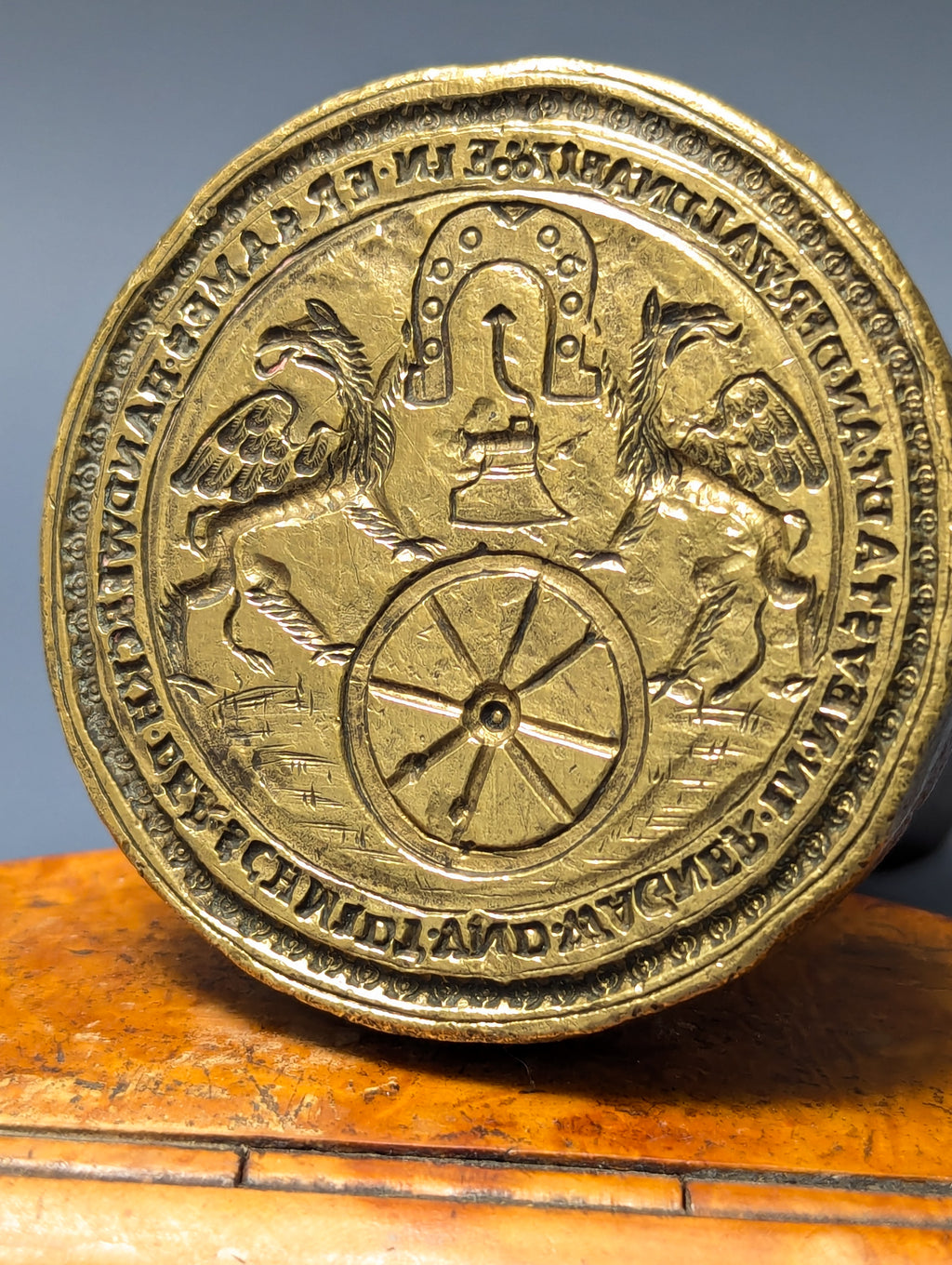 Early 18thC Heavy Steel Brass Bavarian Ironmongers Desk Seal