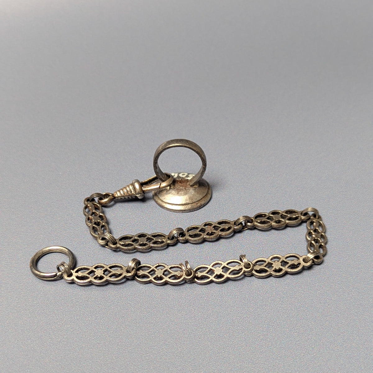 c1705 Steel Marriage Fob Seal on Chain - Duke Of Montagu/Lady Churchill