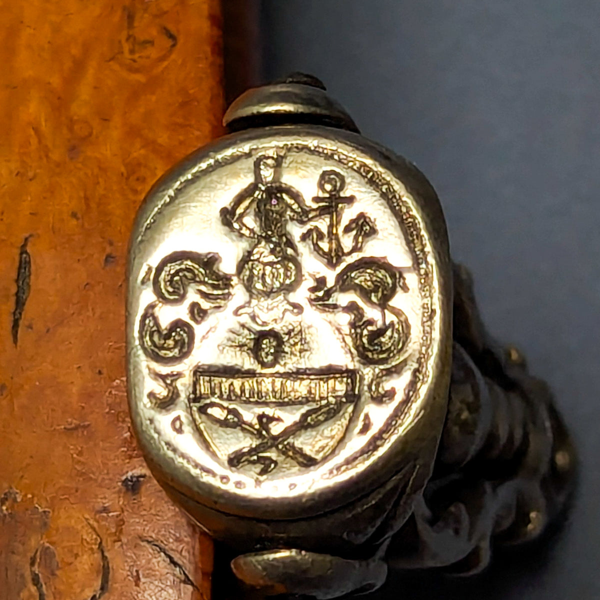 18thC Silver Triple Spinning Armorial Fob Seal