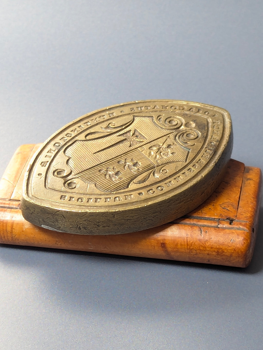 c1747 Brass Religious Desk Seal - Arthur Collier Sigillum Commissarij Huntingtoniae