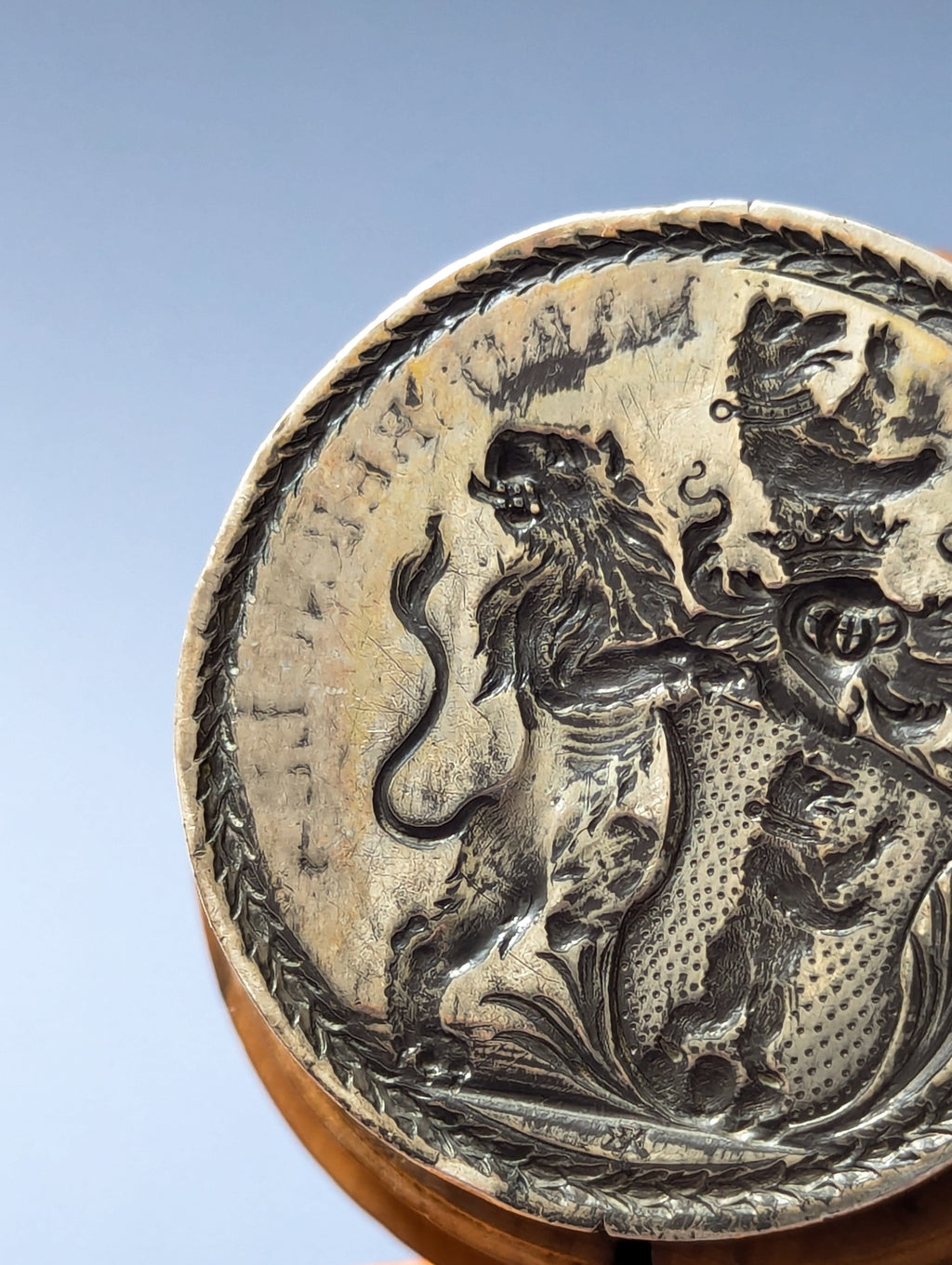 Large Superb Early 19thC Swiss Boxwood & Silver Armorial Desk Seal