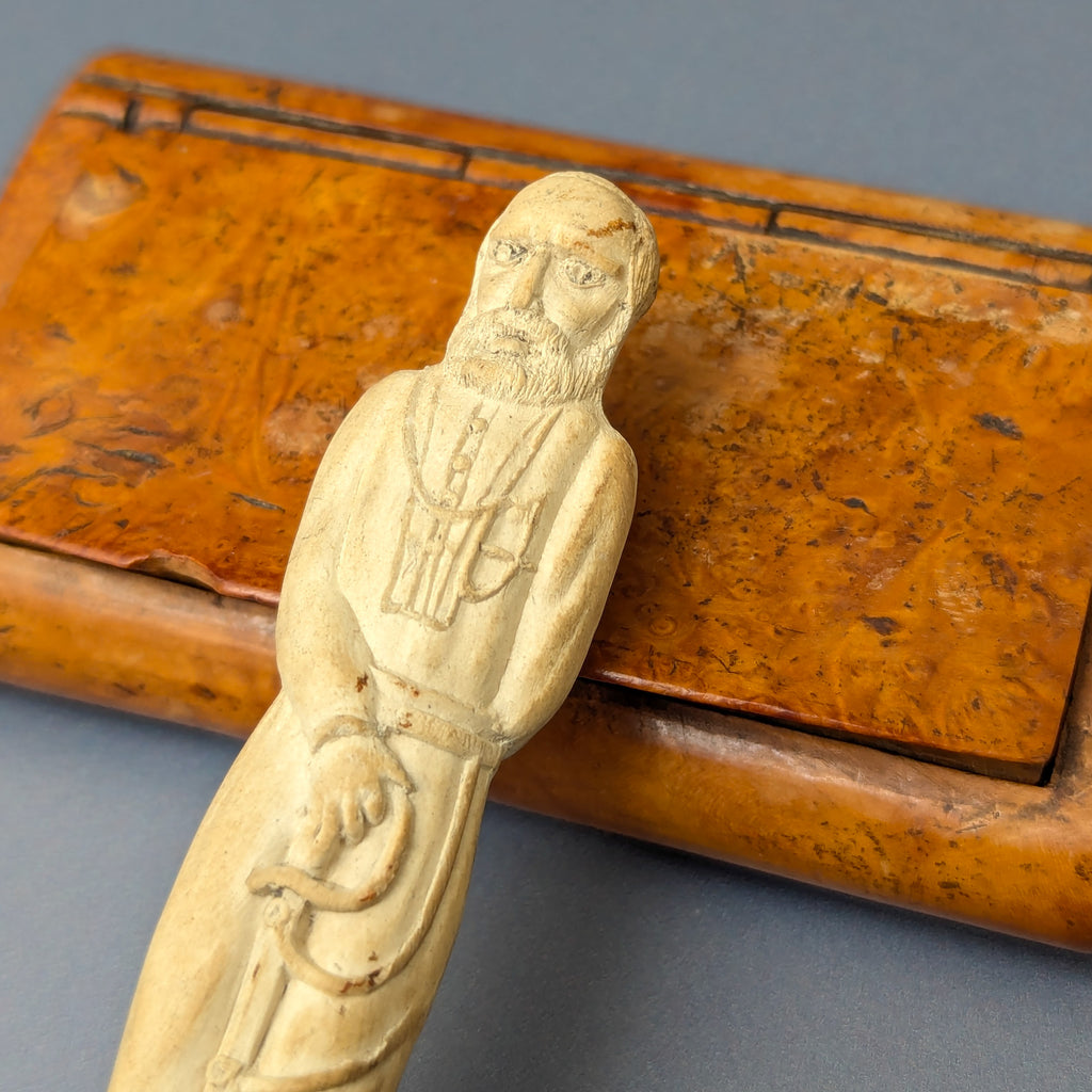18thC English Pipe Clay Sailor/Cannon Silver Crest Desk Seal