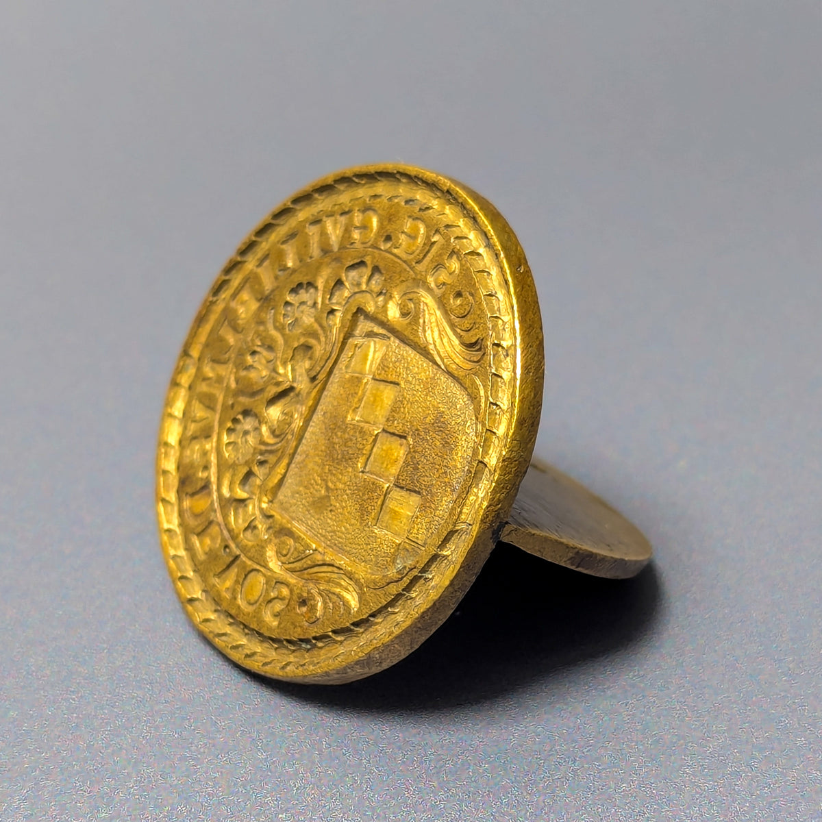 18thC Brass Personal Armorial Hand-Seal - Guillaume De Vos