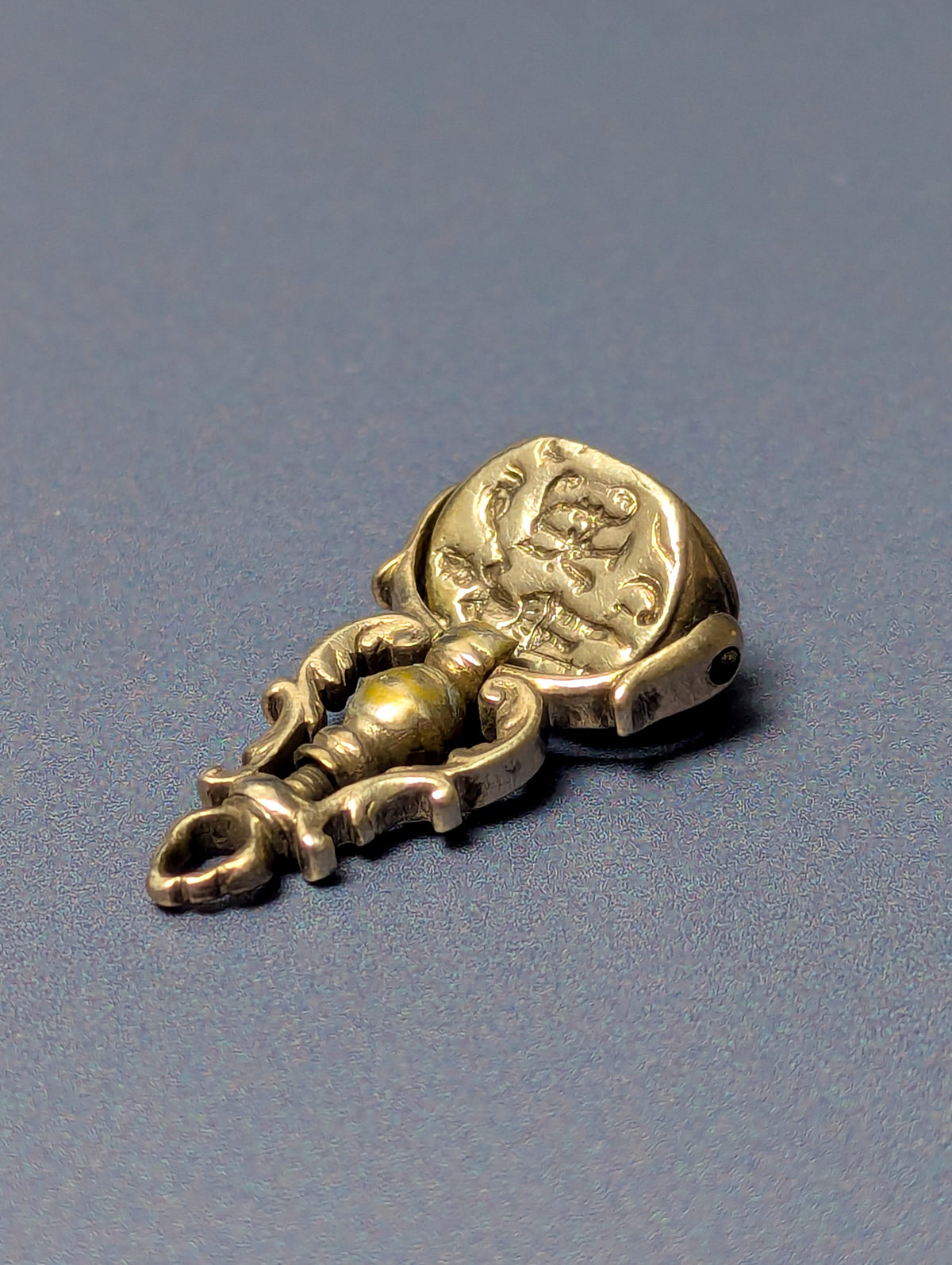 18thC Silver Triple Spinning Armorial Fob Seal