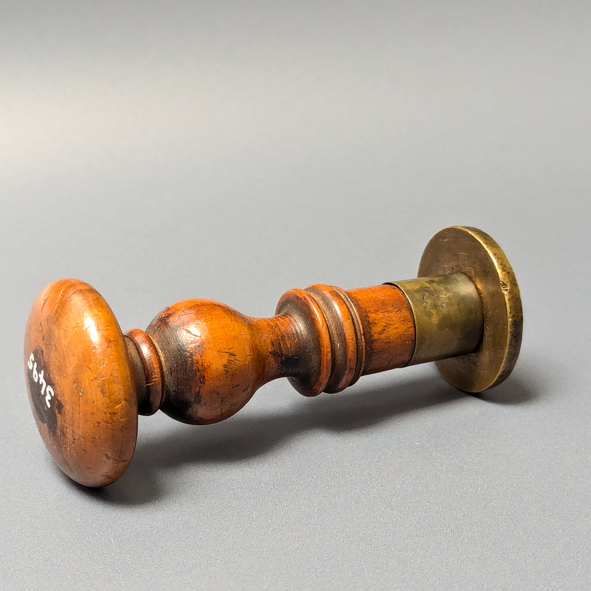 19thC Wood Brass Police Town Desk Seal - WISMAR, GERMANY