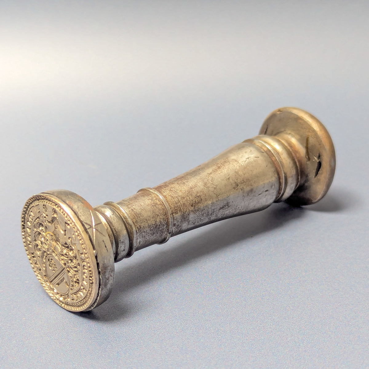 18thC Dutch Steel & Silver Personal Armorial Desk Seal - Johann Matthias Lodel