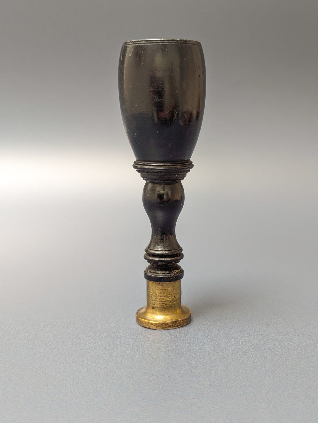 19thC Ebony Brass & Copper Skull Memento Mori Desk Seal