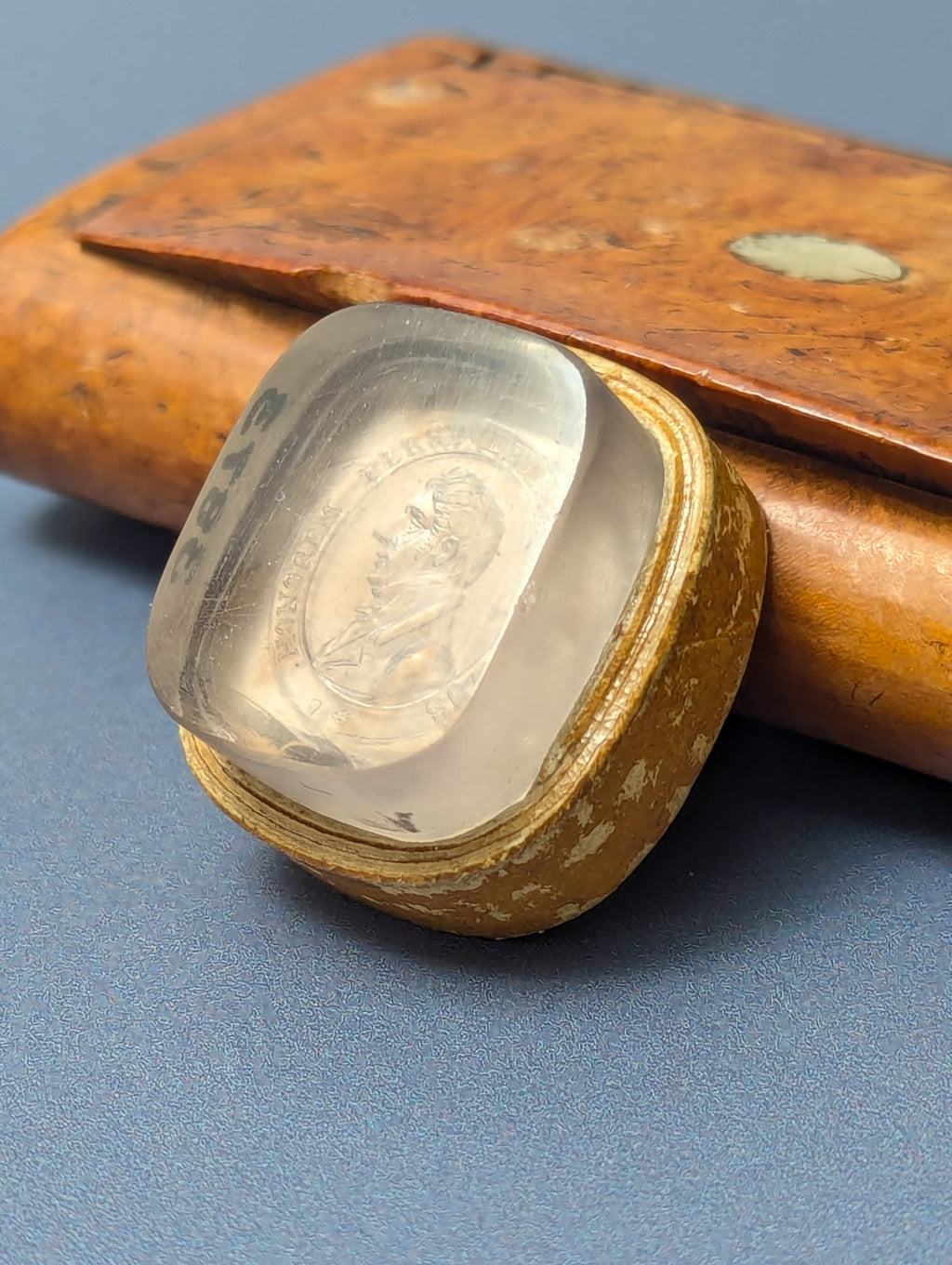 c1817 Glass Plaster Desk Matrix -  Honorem Perseverando Petimus