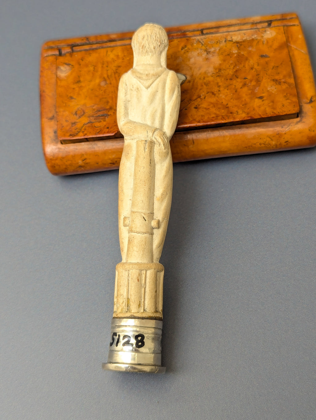 18thC English Pipe Clay Sailor/Cannon Silver Crest Desk Seal