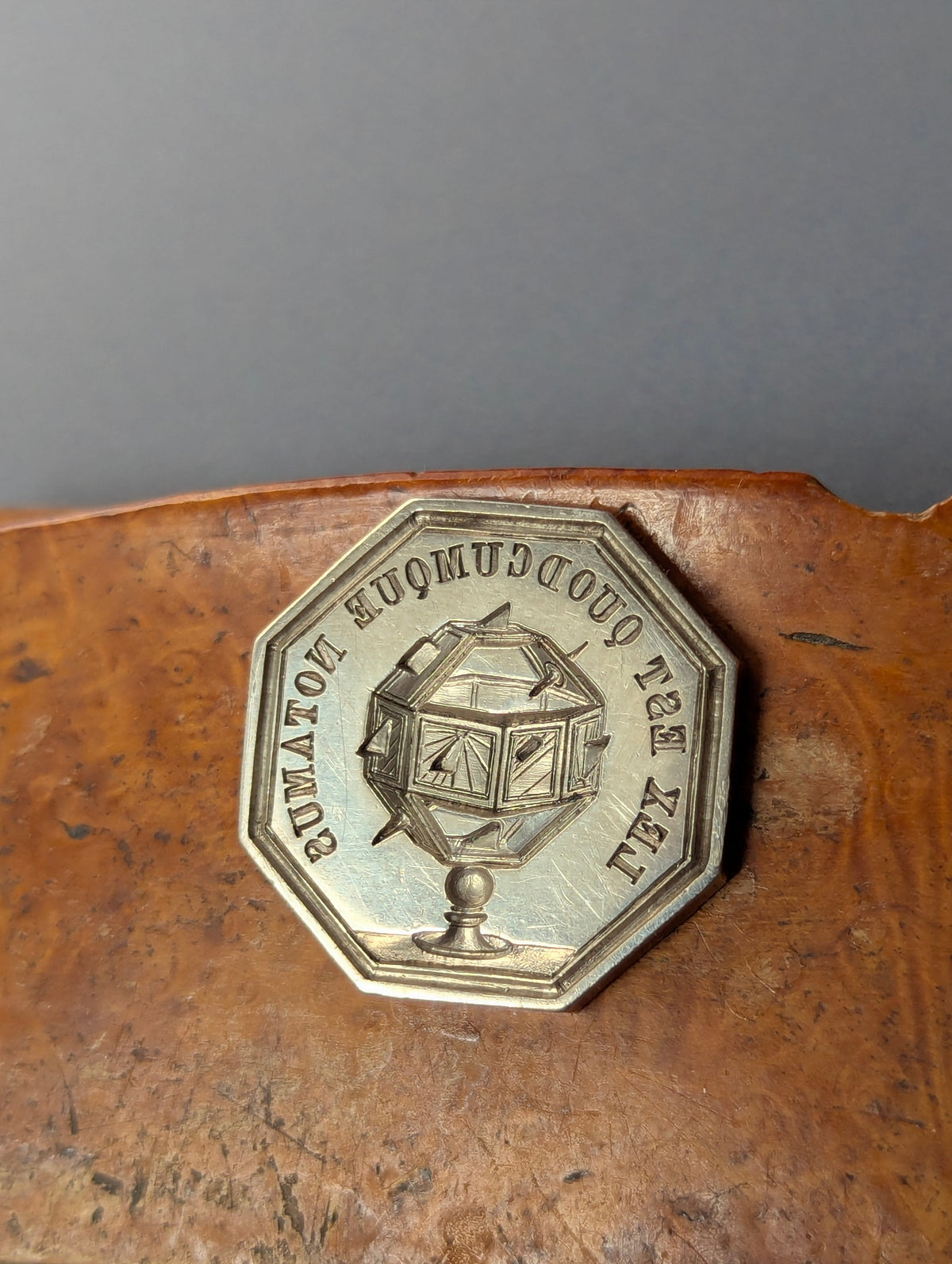 Early 19thC Silver Parisian Chambre of Notaries Motto Desk Seal