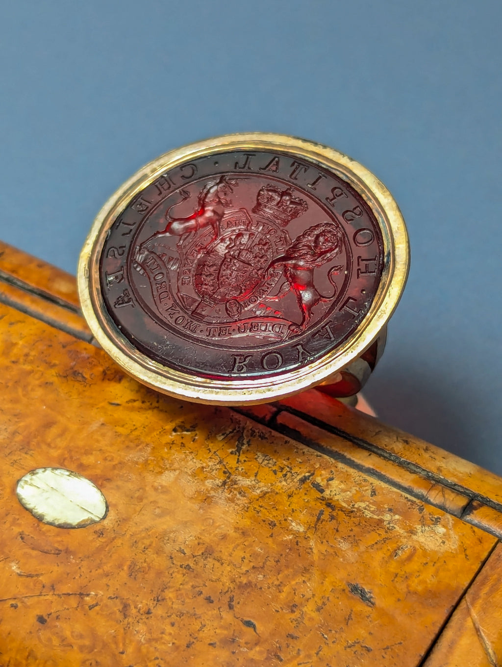Early 19thC Gilt and Glass ROYAL HOSPITAL CHELSEA Fob Wax Seal