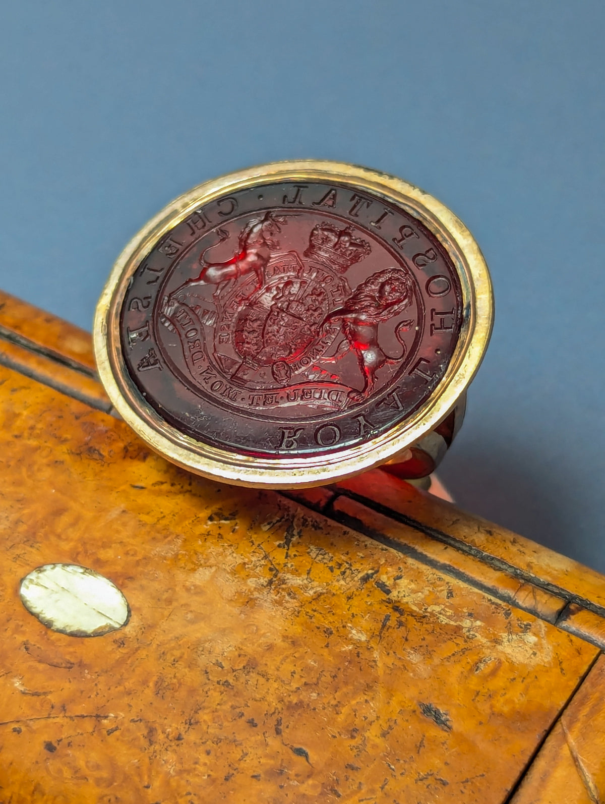 Early 19thC Gilt and Glass ROYAL HOSPITAL CHELSEA Fob Wax Seal