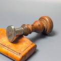 18thC Dutch Flemish Wood Steel Personal Armorial Desk Seal