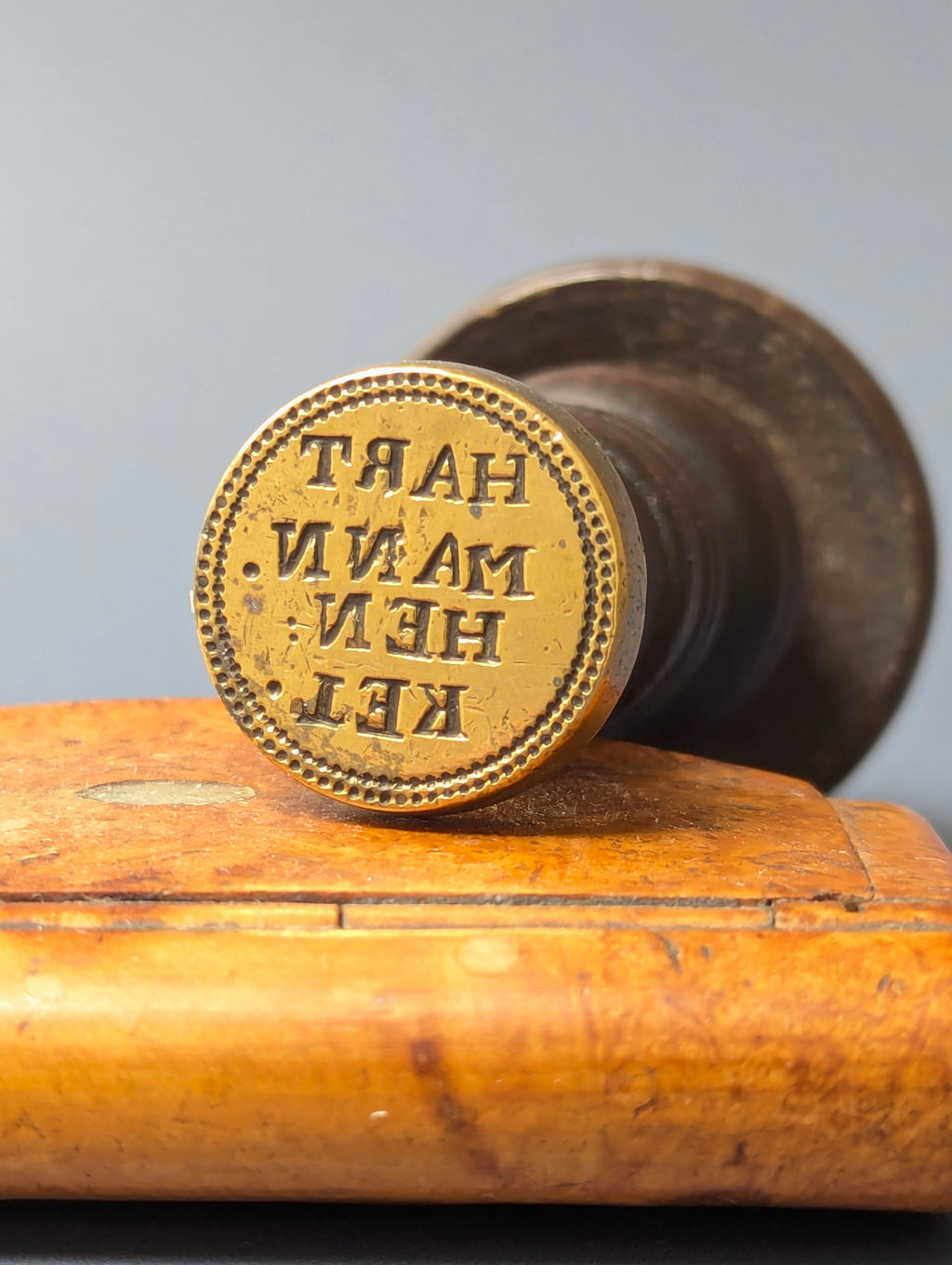 Early 18thC Continental Wood Brass  Personal Desk Seal - HARTMANN