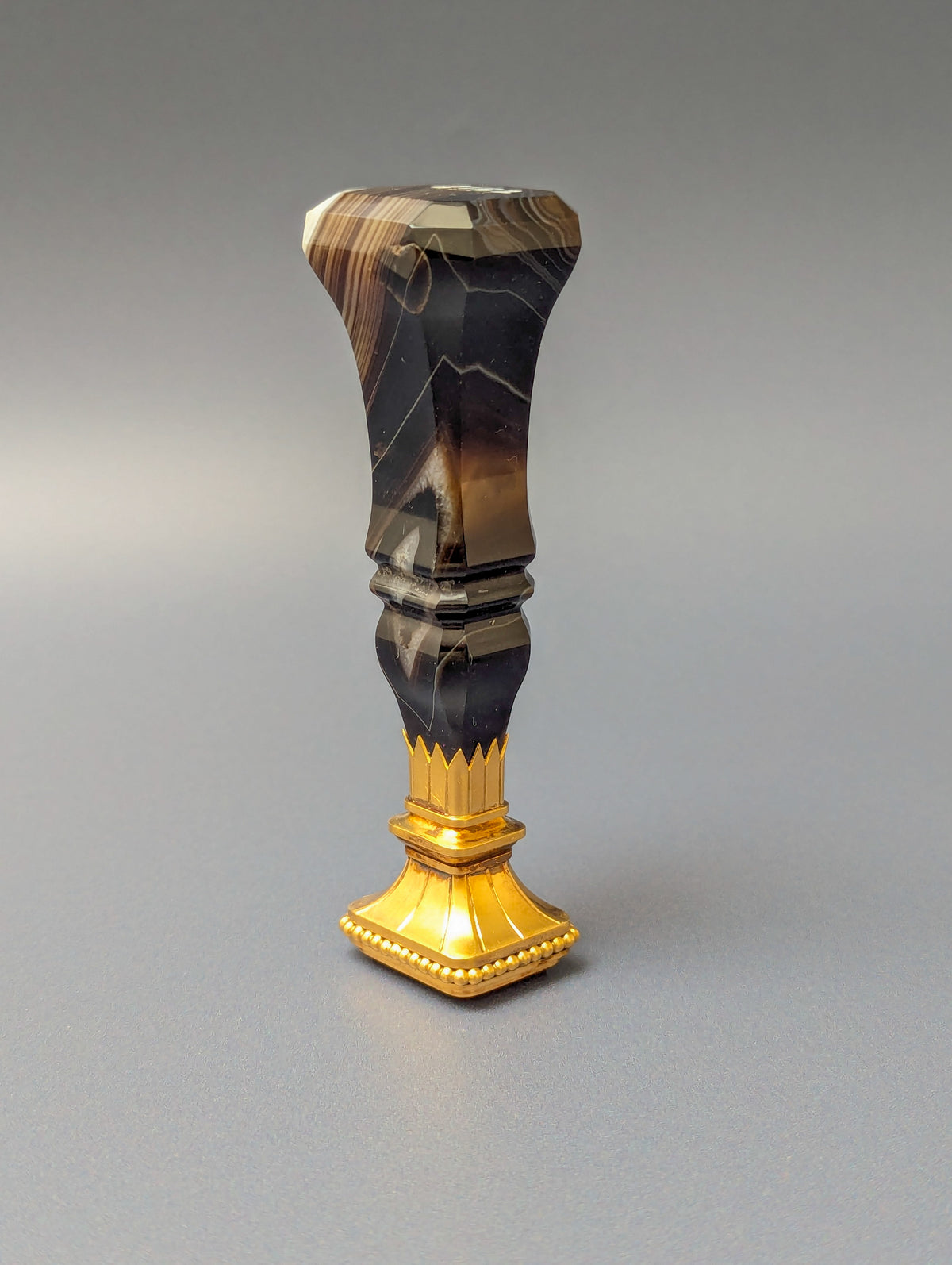 19thC Gold Mounted Agate Desk Seal - CONCEPTIO DEI NEGATIO MEI RATIO REI
