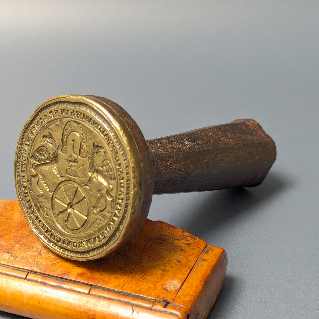 Early 18thC Heavy Steel Brass Bavarian Ironmongers Desk Seal