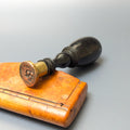 19thC Ebony Brass & Copper Skull Memento Mori Desk Seal
