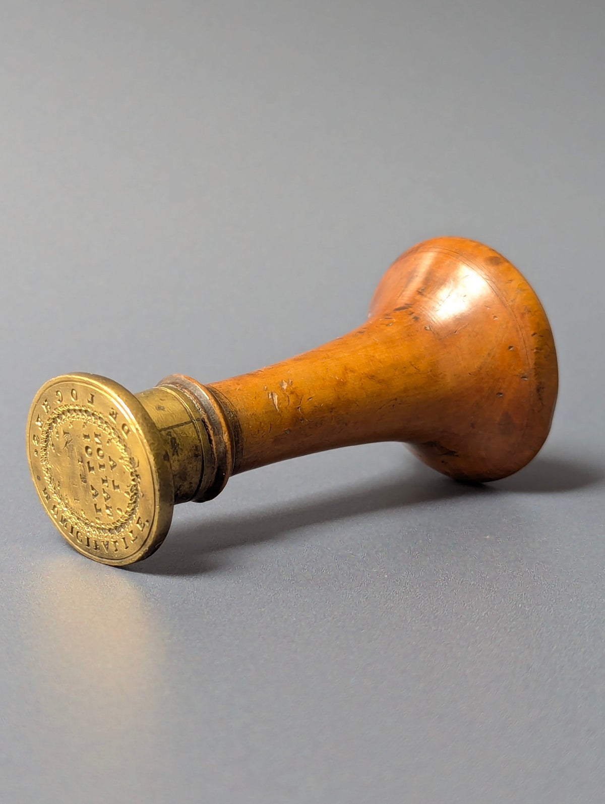 Interesting Early 19thC French Revolutionary De-faced Town Desk Seal - LOCHES