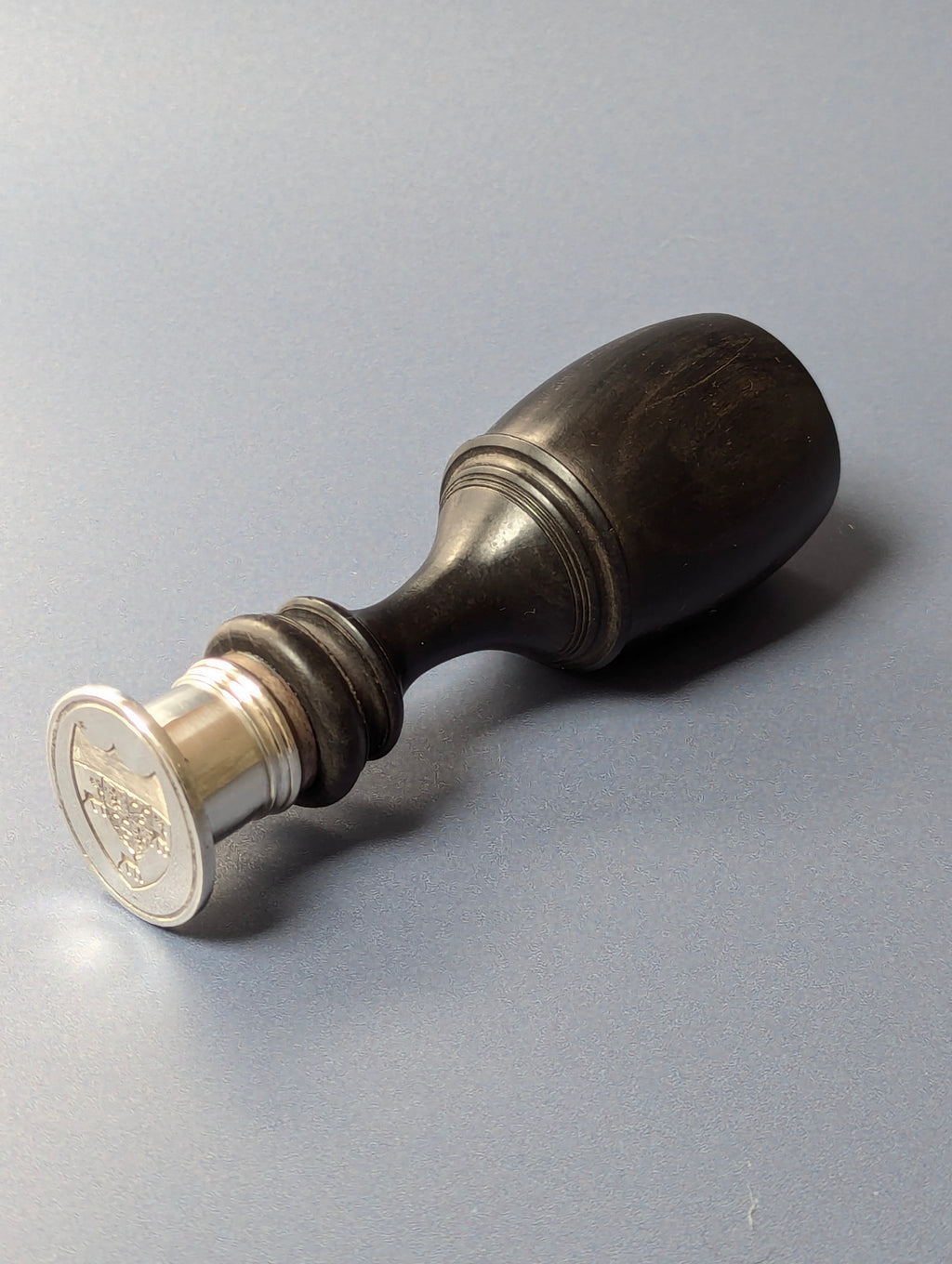Fine George III Hallmarked Silver & Ebony Desk Seal - GORHAM