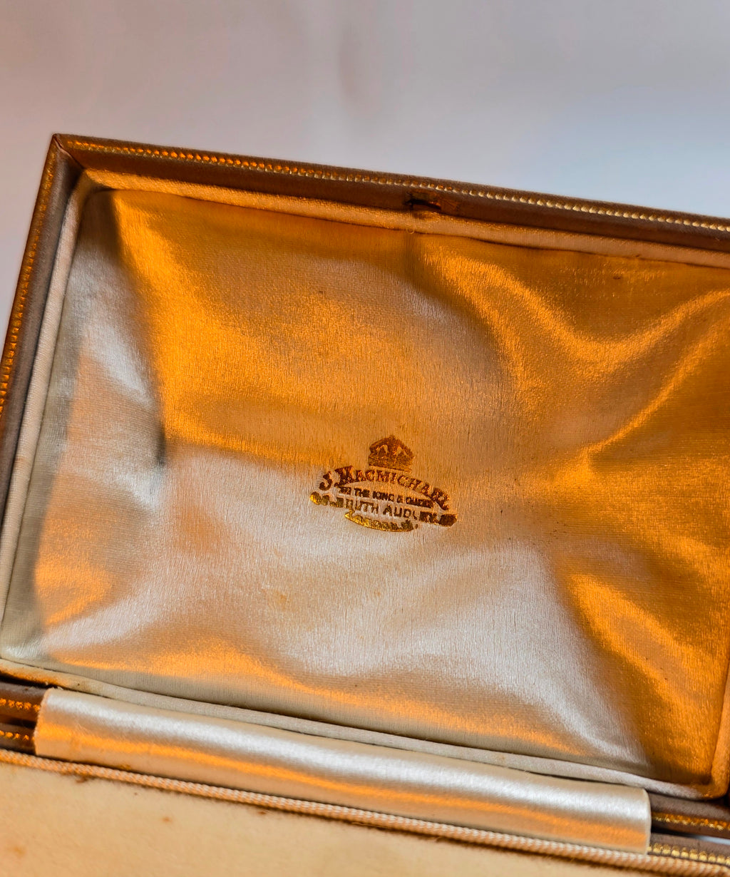 19THC IRISH HARDSTONE SILVER ANTIQUE WAX SEAL - FREEMAN + ORIGINAL CASE