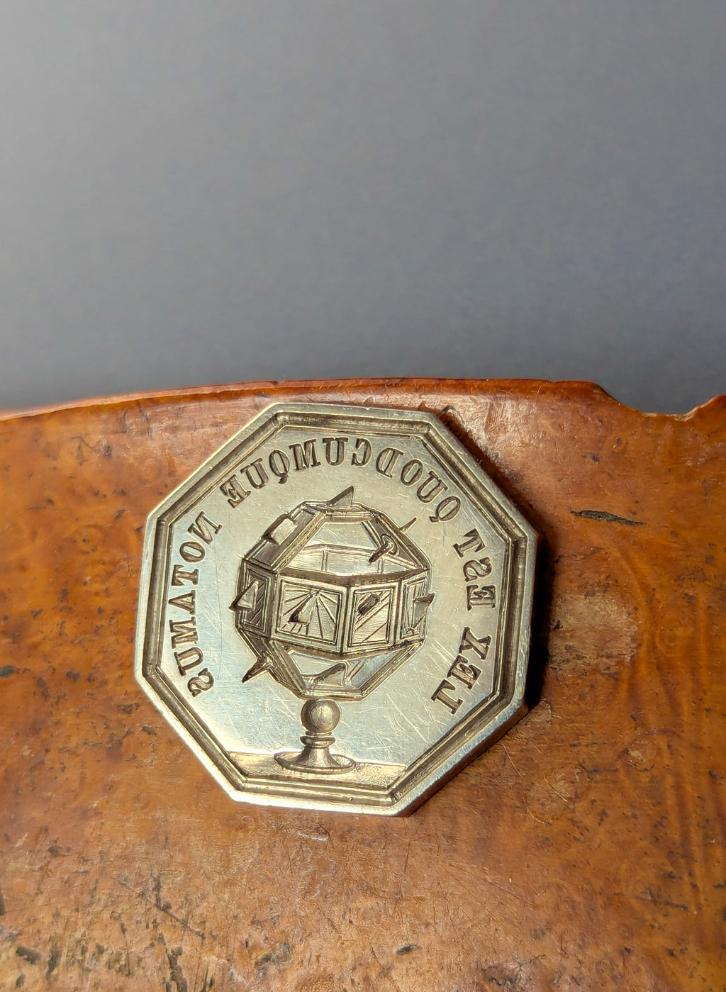 Early 19thC Silver Parisian Chambre of Notaries Motto Desk Seal