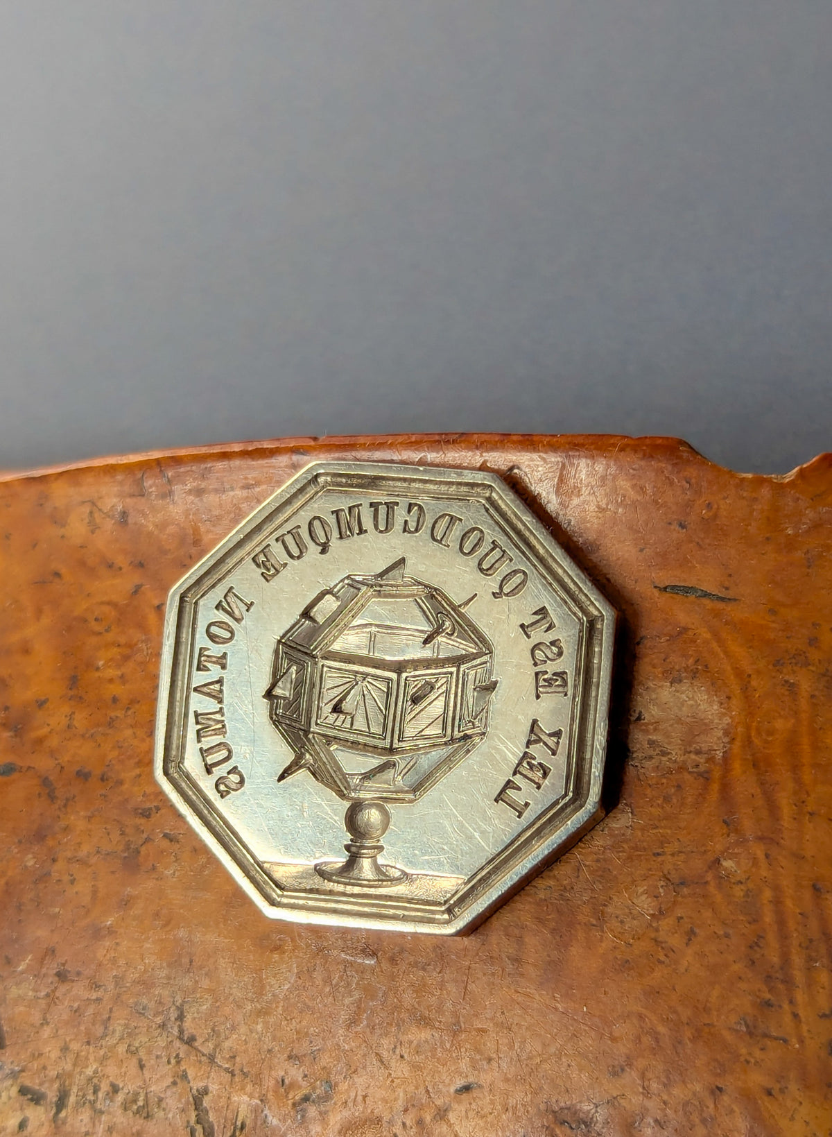 Early 19thC Silver Parisian Chambre of Notaries Motto Desk Seal